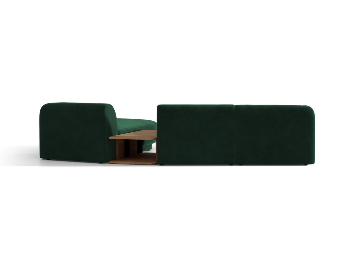 Braunes modulares Sofa Miley von Micadoni mit Baloo-Stoffbezug, schwarzen Kunststofffüssen und L-förmiger Ausrichtung nach rechts.