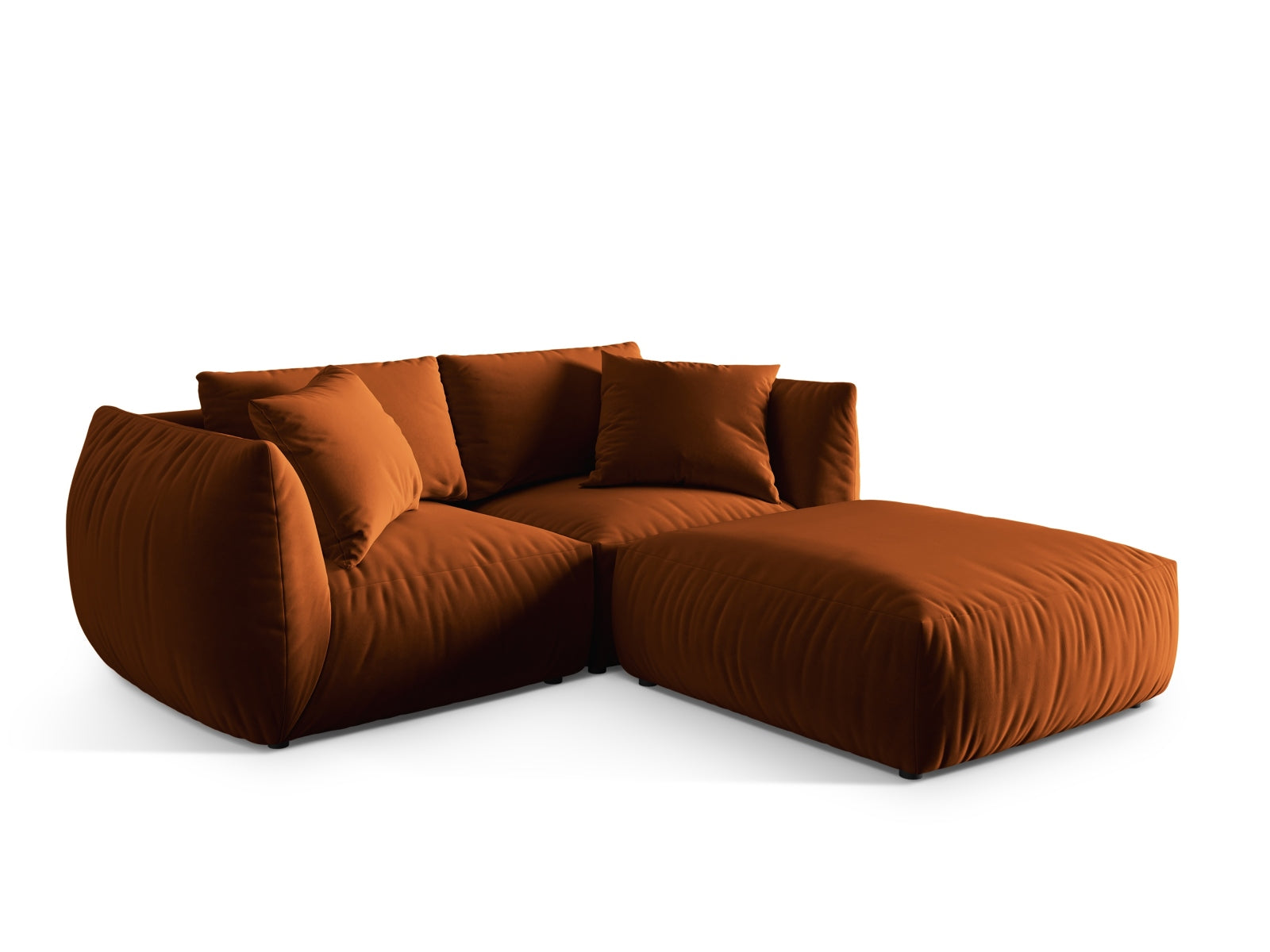 Elegantes Chris Modular Ecksofa in ansprechendem Terracotta, perfekt für moderne Wohnzimmer. L-Sofa links von Micadoni.