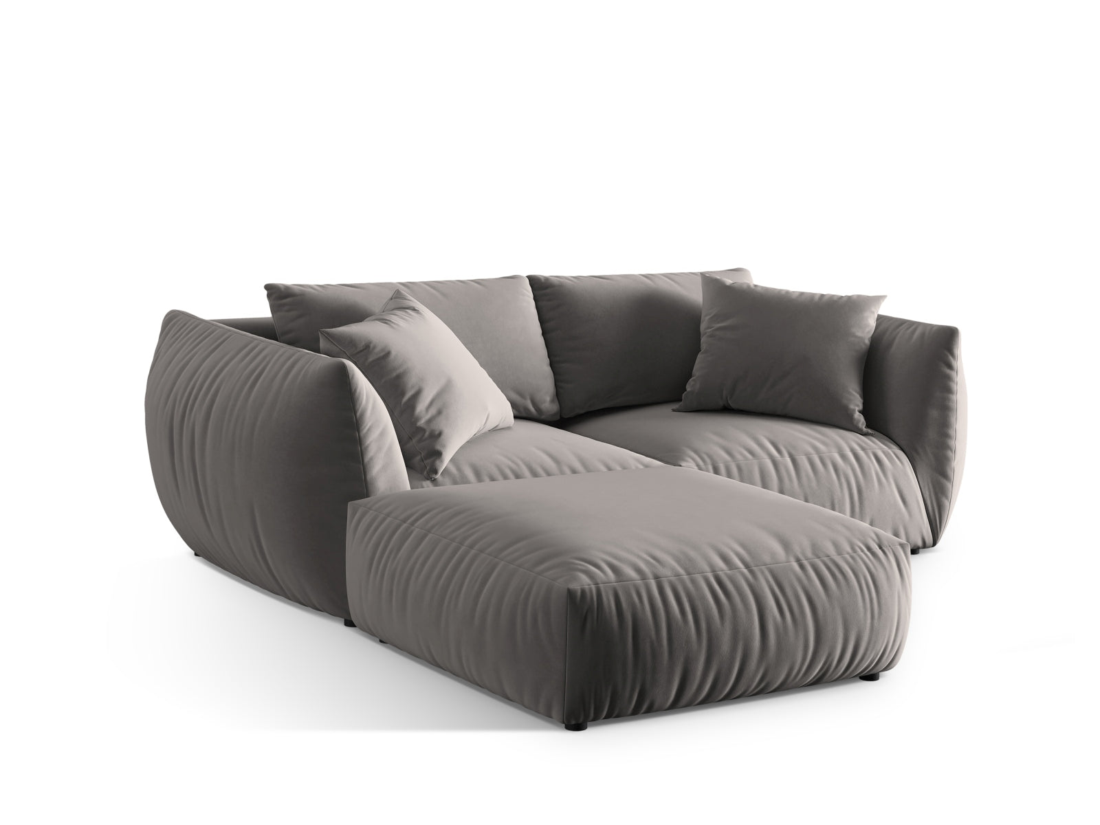Modernes Chris Modular Ecksofa in edlem Grau, ideal für komfortable Wohnräume. Geräumiges 4-Sitzer L-Sofa von Micadoni, linksseitig.