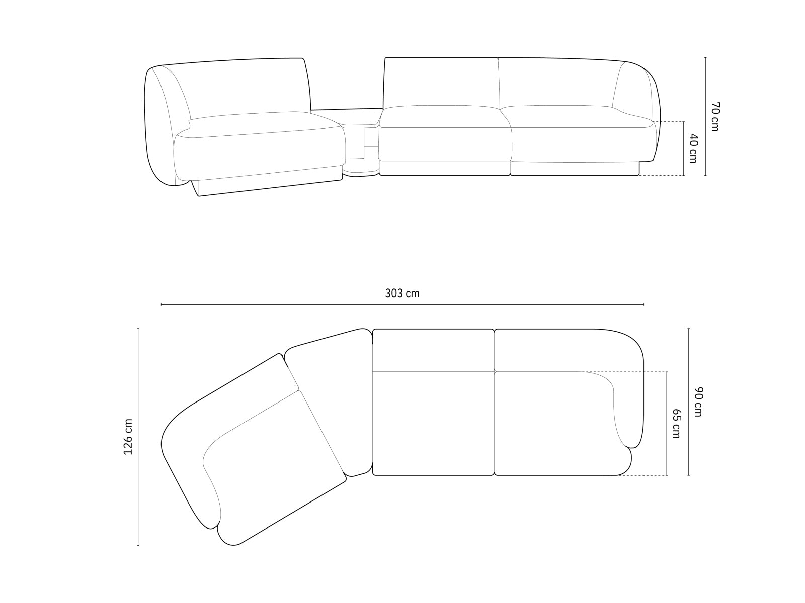 Miley Modulares Sofa links 3 Sitzer in Light Beige präsentiert im Onlineshop von KAQTU Design AG. L-Sofa links ist von Micadoni