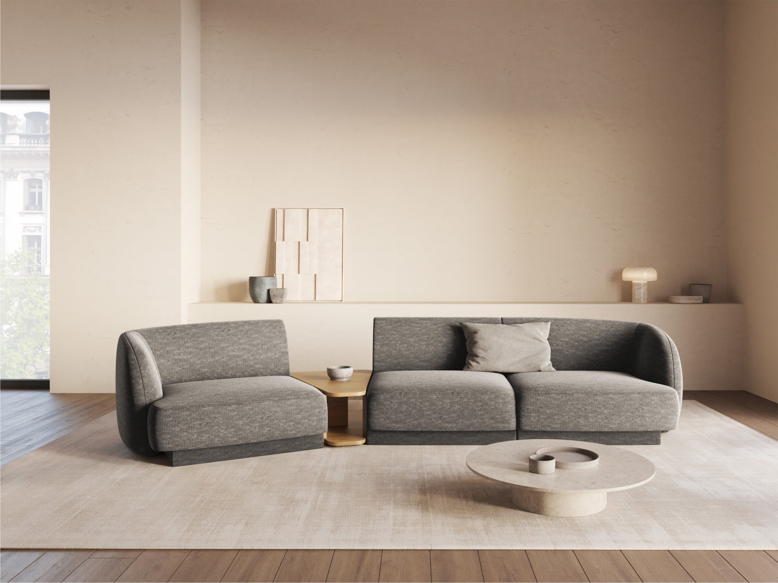 Miley Modulares Sofa links 3 Sitzer in Grey präsentiert im Onlineshop von KAQTU Design AG. L-Sofa links ist von Micadoni