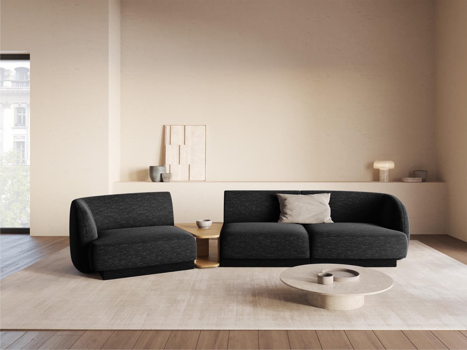 Stylisches Miley 3-Sitzer L-Sofa links von Micadoni, perfekt für gemütliche Abende und zeitgemäße Einrichtungsideen.