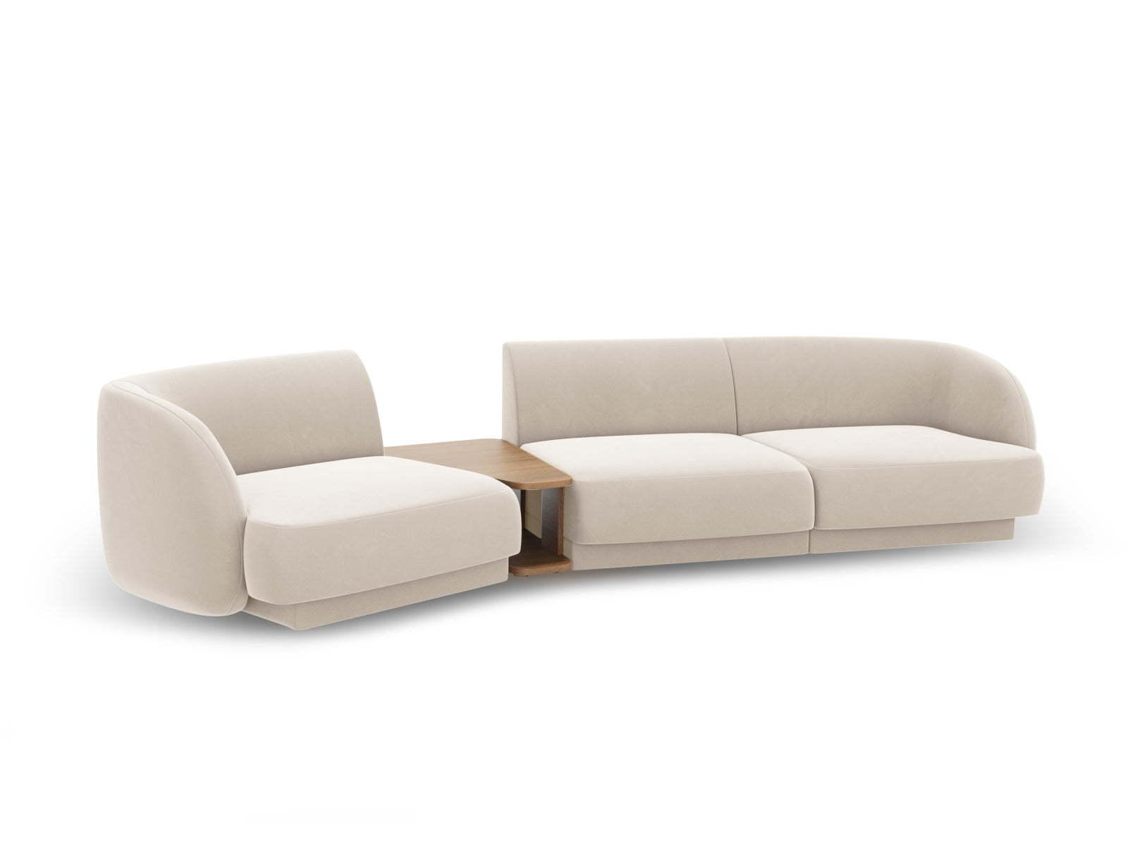 Miley Velour modulares Sofa links 3 Sitzer in Light Beige präsentiert im Onlineshop von KAQTU Design AG. L-Sofa links ist von Micadoni