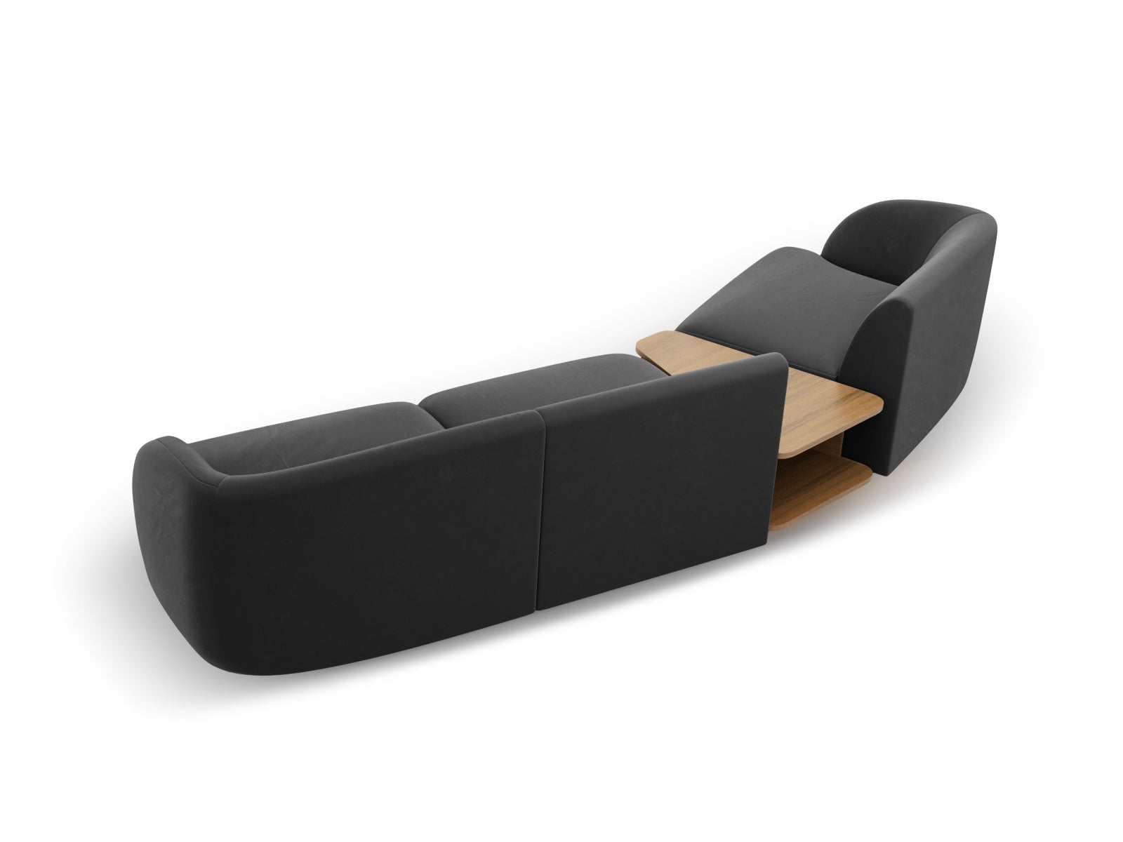 Miley Velour modulares Sofa links 3 Sitzer in Grey präsentiert im Onlineshop von KAQTU Design AG. L-Sofa links ist von Micadoni