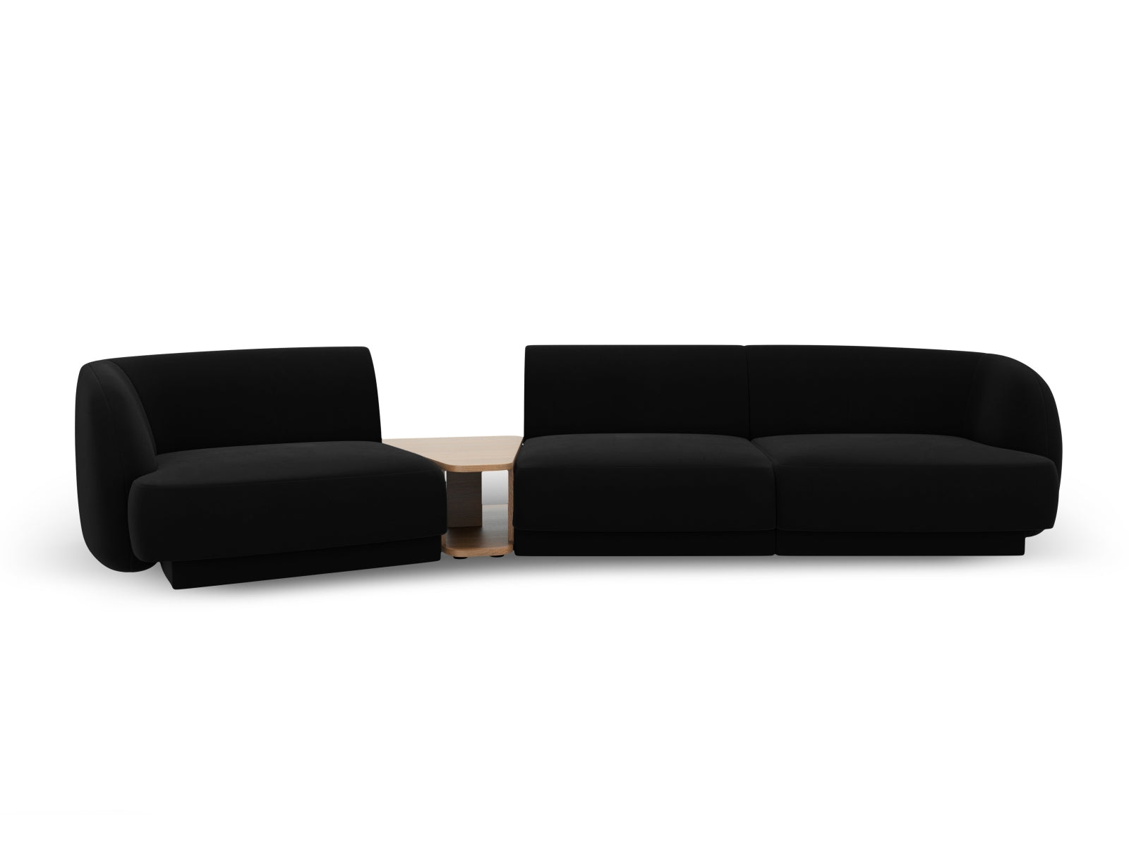 Miley Velour modulares Sofa links 3 Sitzer in Black präsentiert im Onlineshop von KAQTU Design AG. L-Sofa links ist von Micadoni