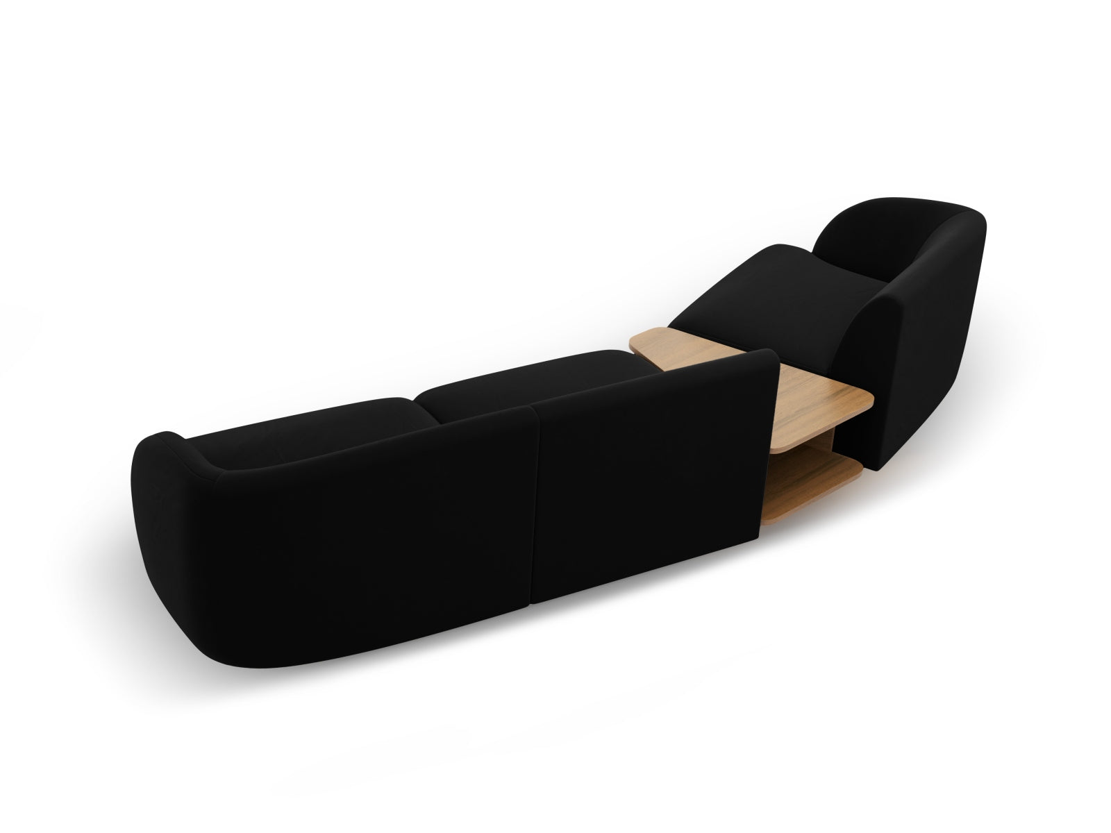 Miley Velour modulares Sofa links 3 Sitzer in Black präsentiert im Onlineshop von KAQTU Design AG. L-Sofa links ist von Micadoni