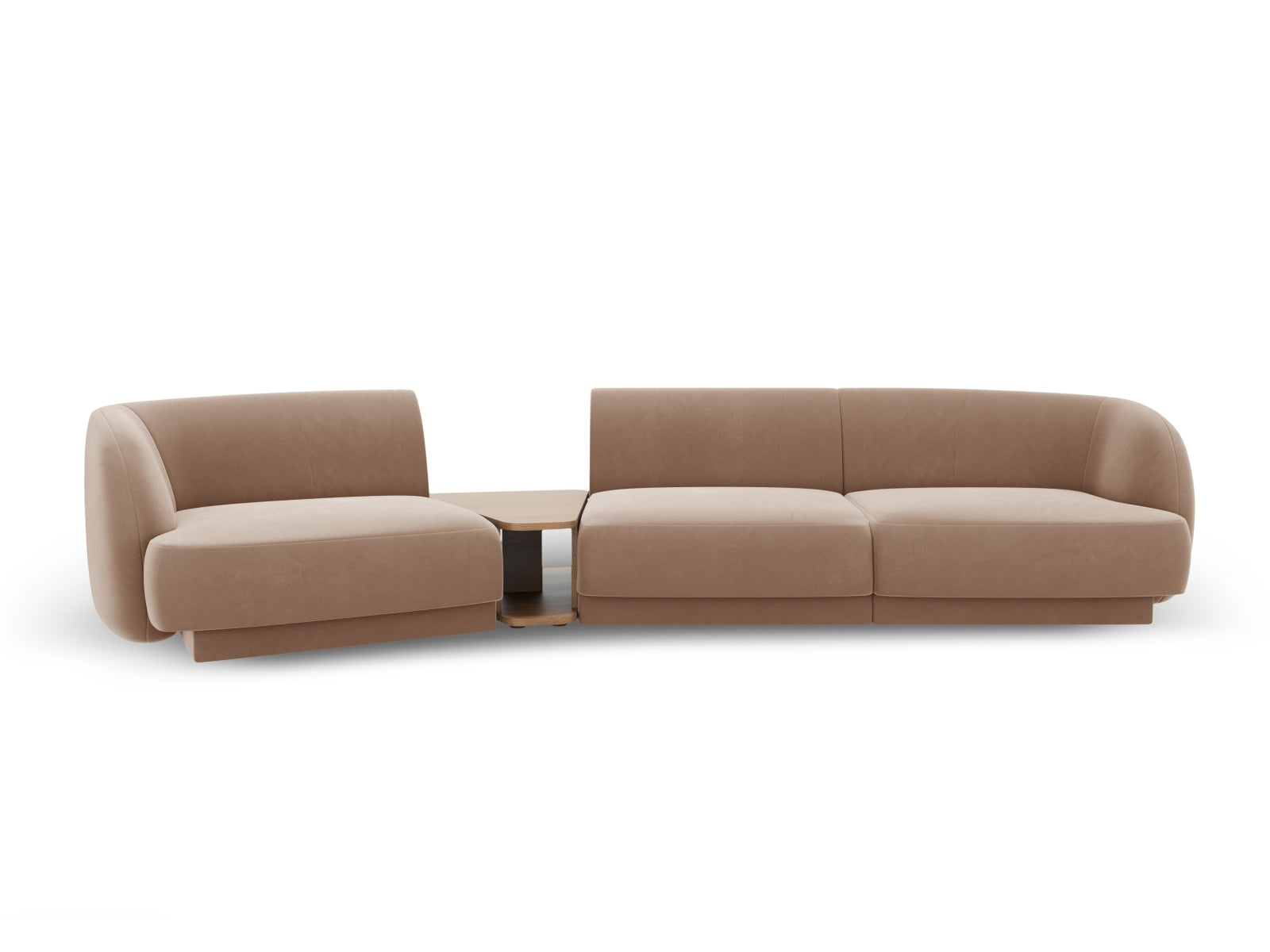 Miley Velour modulares Sofa links 3 Sitzer in Cappuccino präsentiert im Onlineshop von KAQTU Design AG. L-Sofa links ist von Micadoni