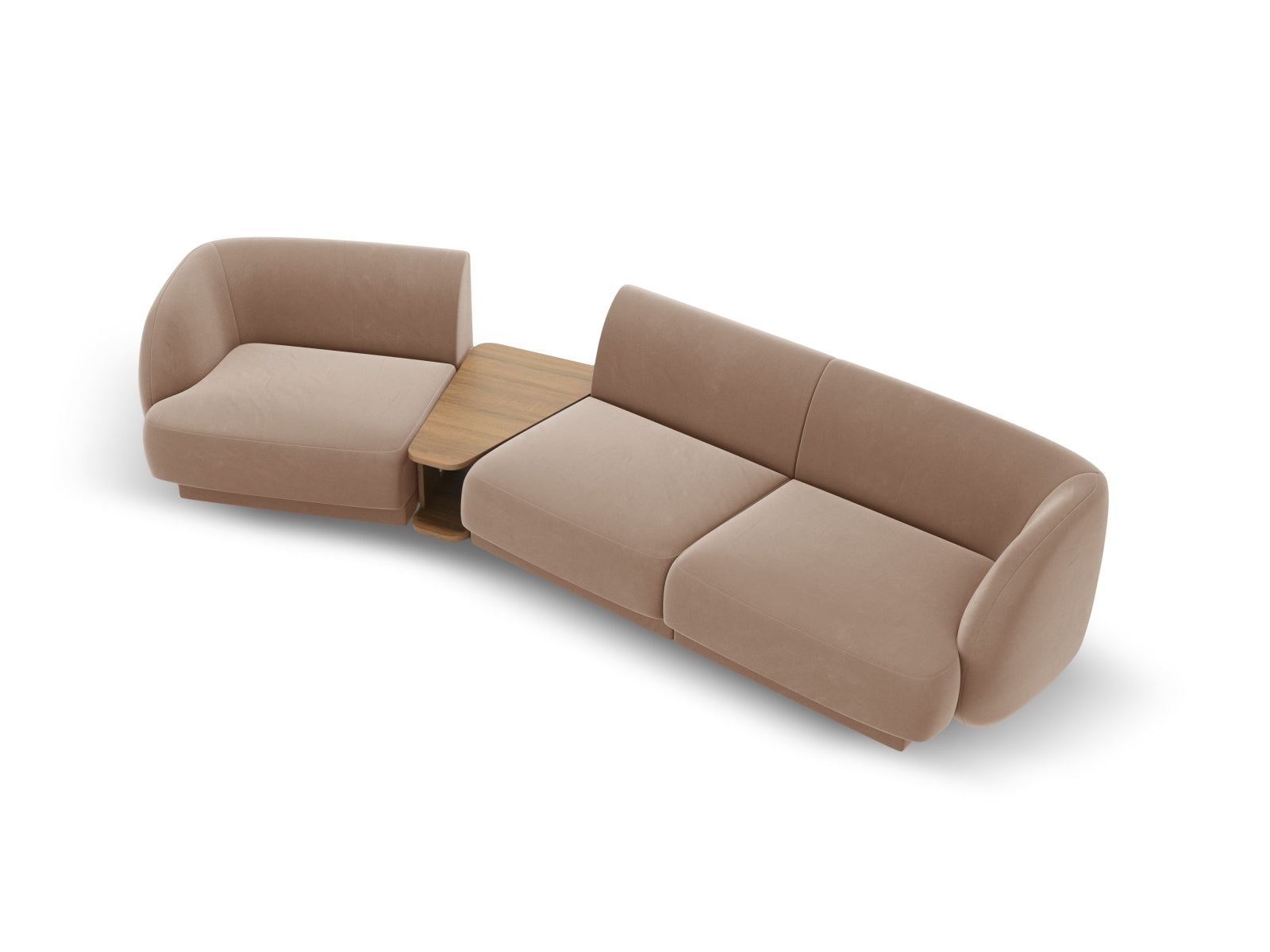 Miley Velour modulares Sofa links 3 Sitzer in Cappuccino präsentiert im Onlineshop von KAQTU Design AG. L-Sofa links ist von Micadoni