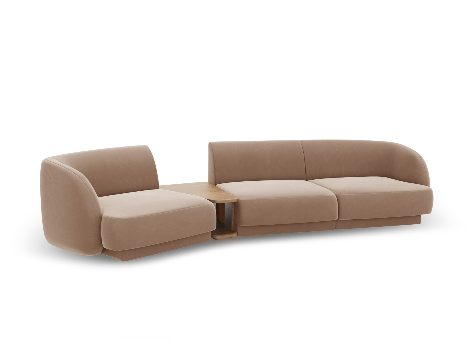 Miley Velour modulares Sofa links 3 Sitzer in Cappuccino präsentiert im Onlineshop von KAQTU Design AG. L-Sofa links ist von Micadoni
