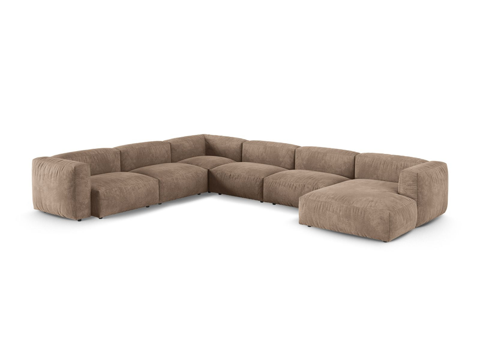Elegantes 6-Sitzer Ecksofa links XL Martina in stilvollem Dark Beige-Vogue, ideal für moderne Wohnräume.