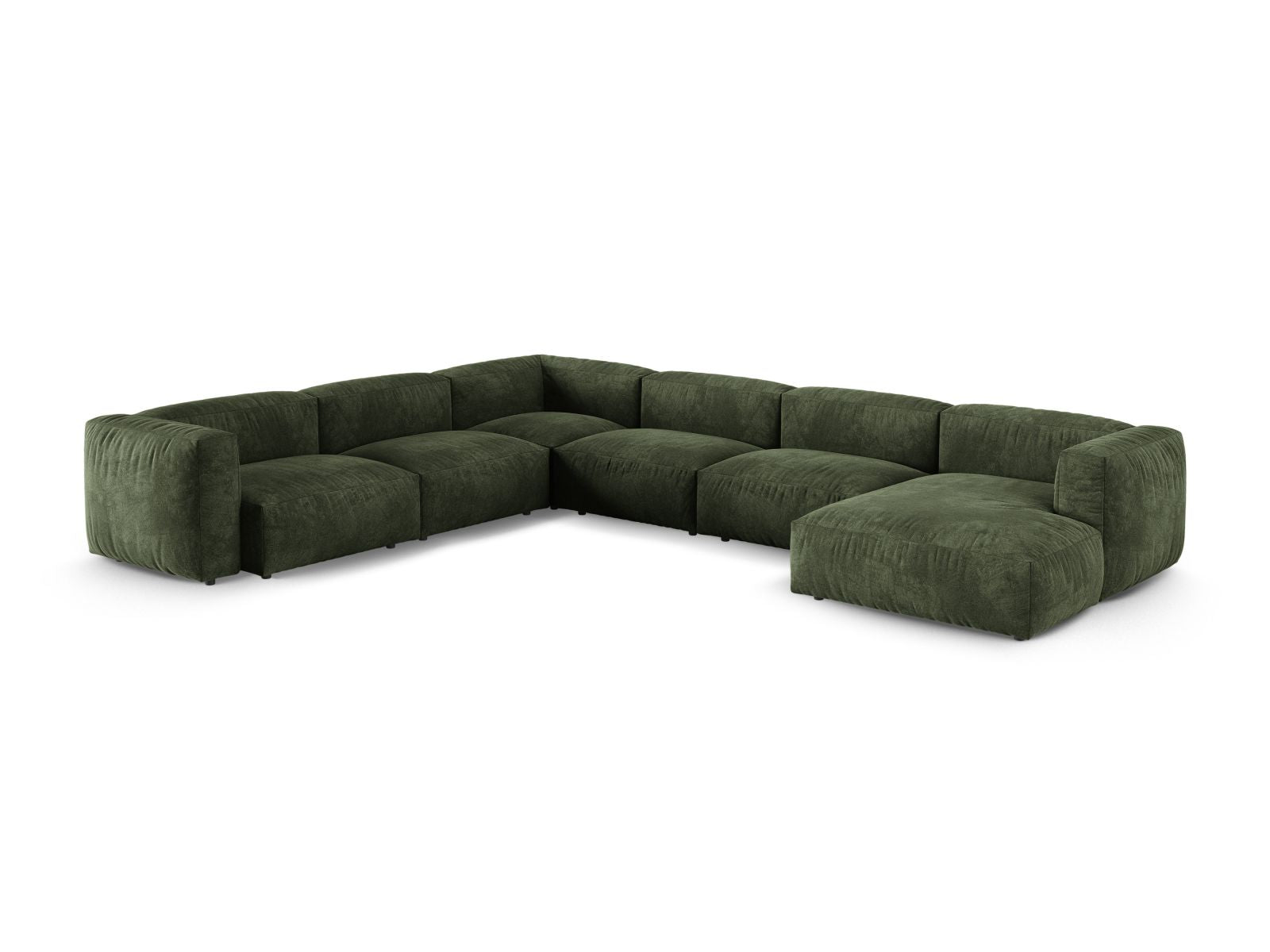 Elegantes 6-Sitzer Ecksofa links XL Martina in Green-Vogue, ideal für stilvolle Wohnräume, präsentiert von Micadoni.