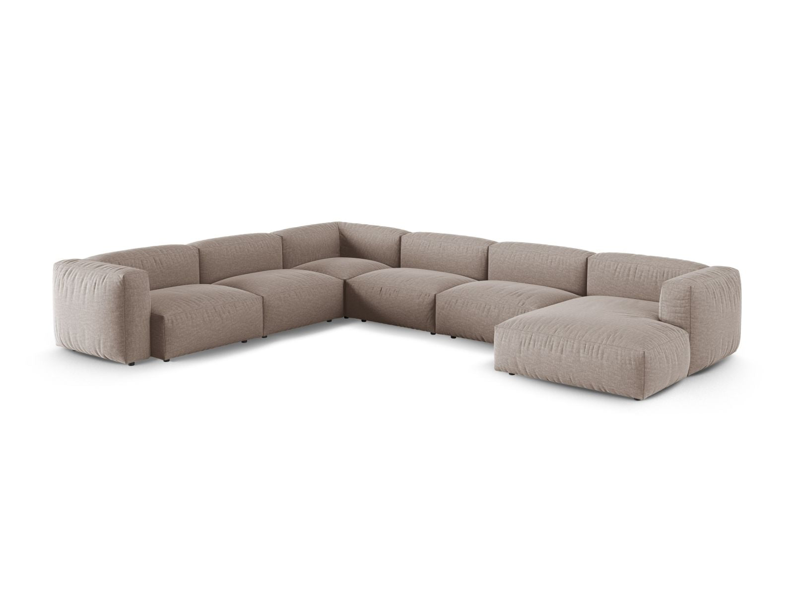 Modulares 6-Sitzer Ecksofa links XL Martina in elegantem Dunkelbeige, ideal für stilvolle Wohnräume, präsentiert von Micadoni.