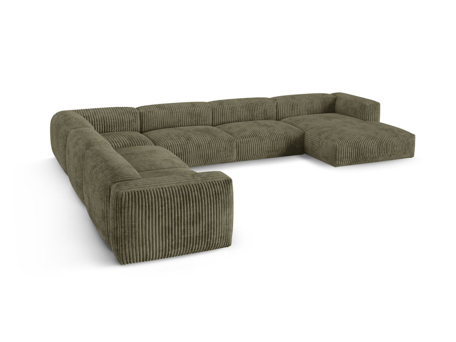 Stylisches XL Ecksofa Martina in Moss Green-Tilia, ideal für große Räume und gesellige Abende mit Freunden und Familie.