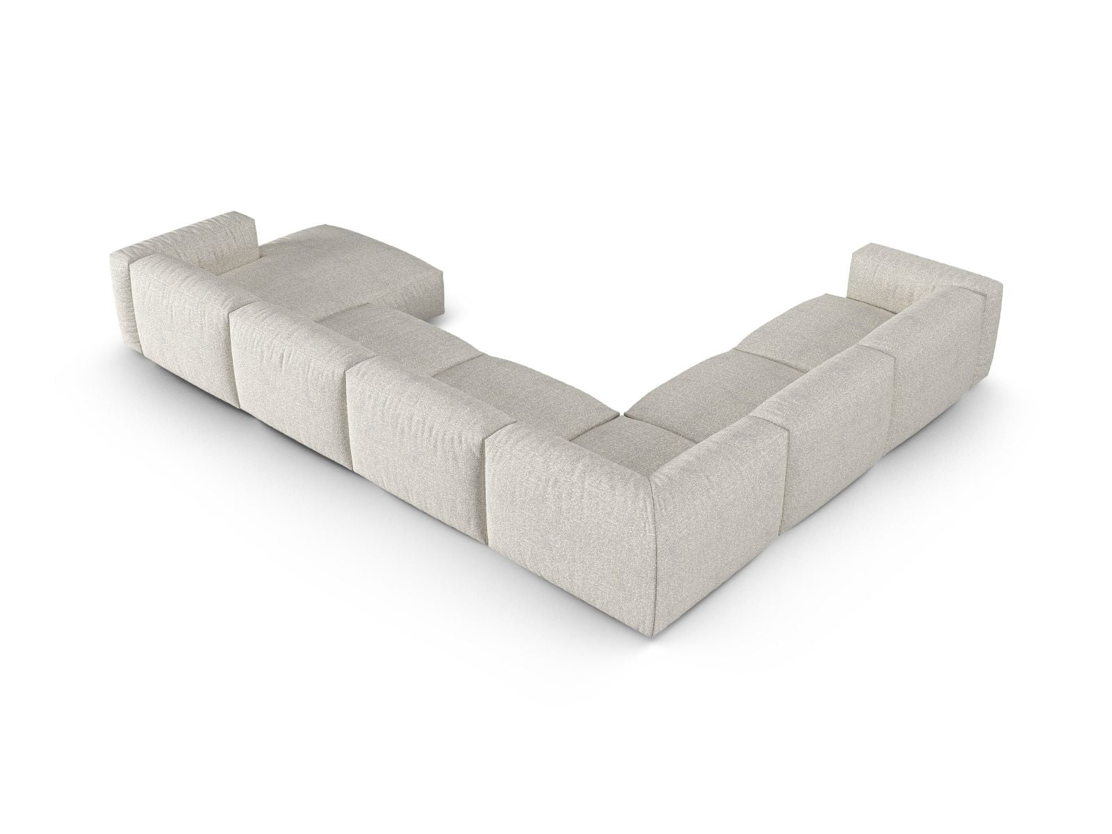 Geräumiges 6-Sitzer Ecksofa links XL Martina in modernem Grey Beige Melange, perfekt für gemütliche Zusammenkünfte und stilvolle Wohnräume.