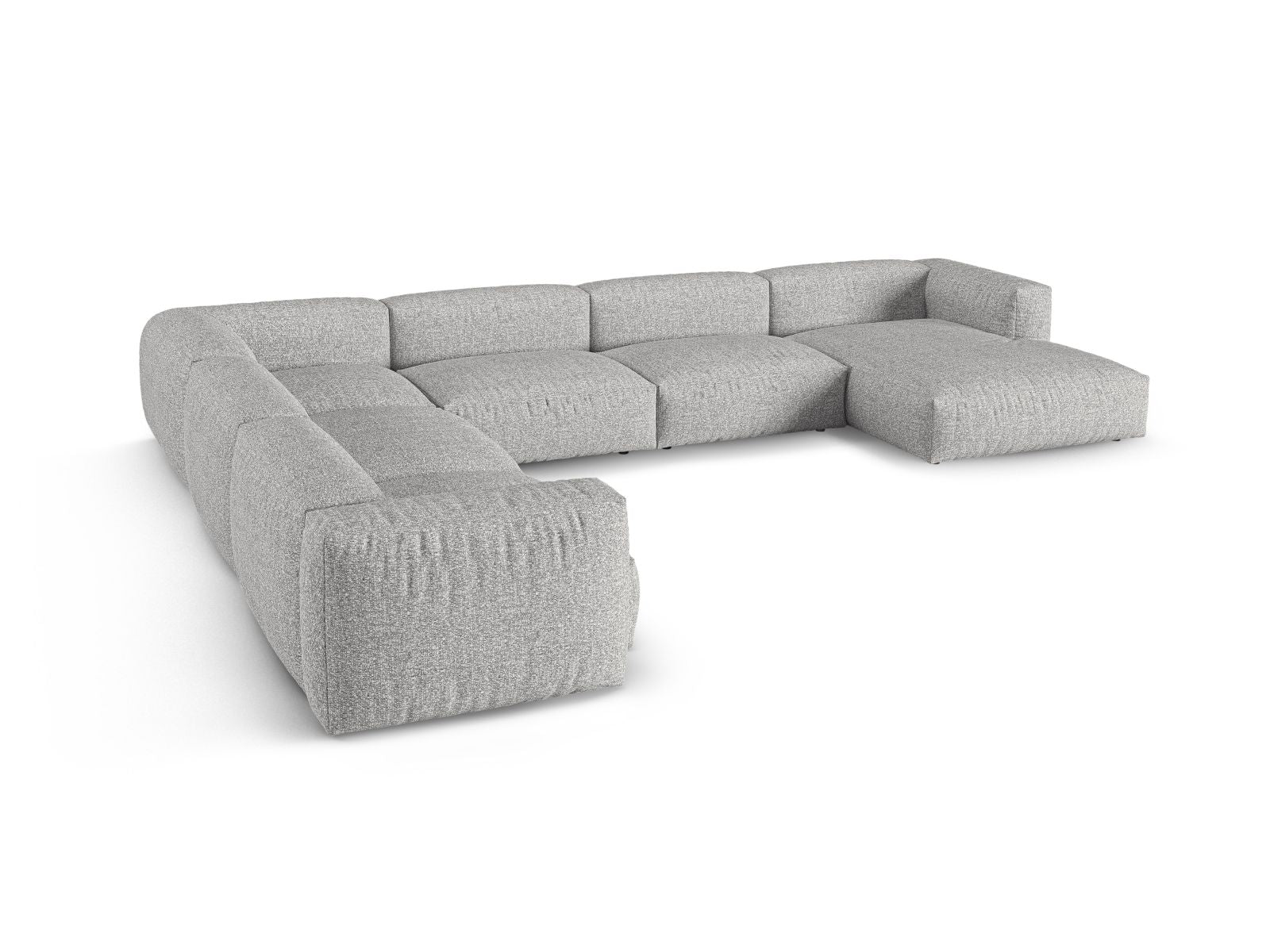 Elegantes 6-Sitzer Ecksofa links XL Martina in stilvollem Silver-Monet, ideal für großzügige Wohnräume und gemütliche Abende.