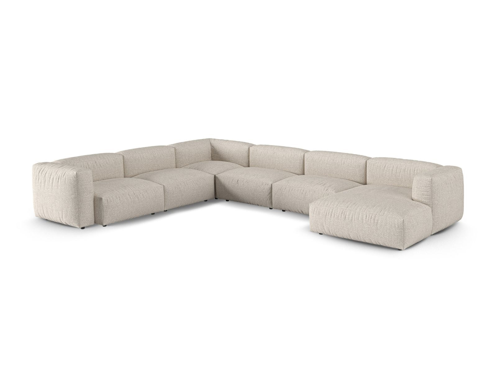 Beige 6-Sitzer Ecksofa XL Martina von Micadoni, modular und stilvoll, ideal für moderne Wohnräume, präsentiert in ansprechendem Design.