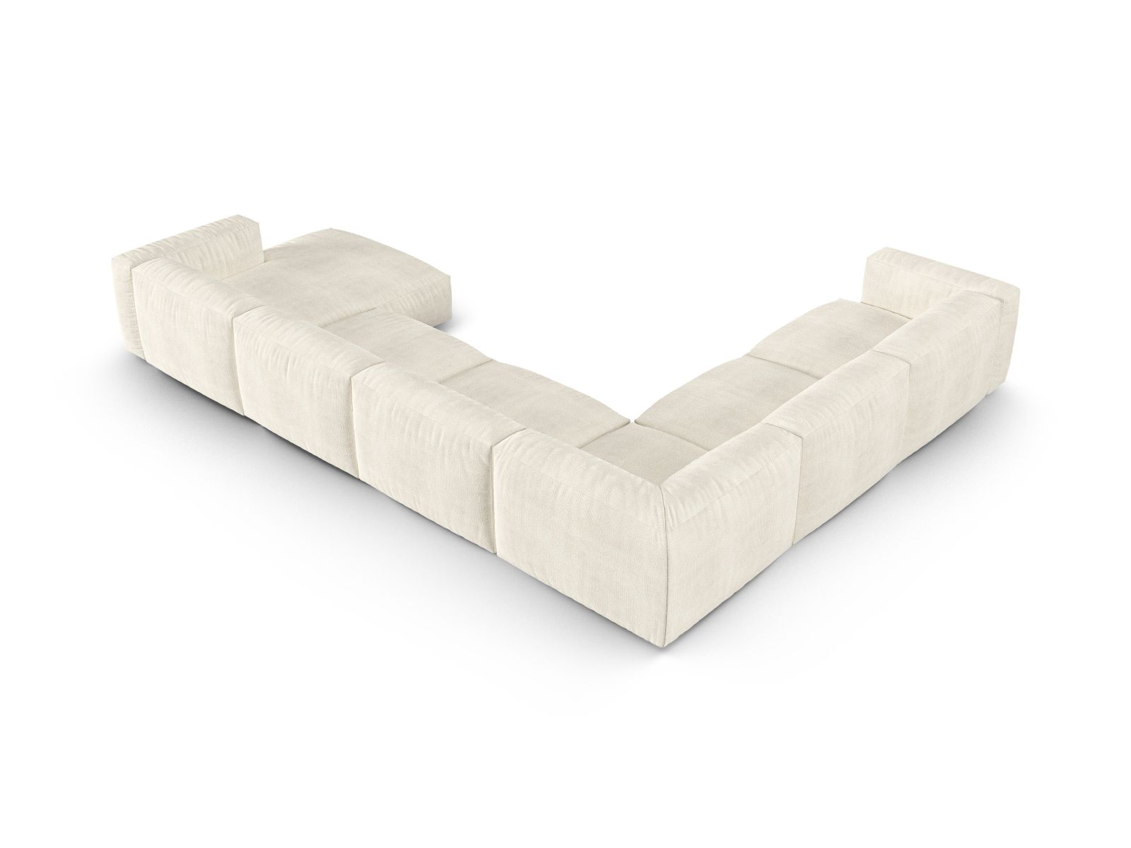 Modulares 6-Sitzer Ecksofa links XL Martina in Ivory-Monet, perfekt für gemütliche Zusammenkünfte und modernes Wohndesign.