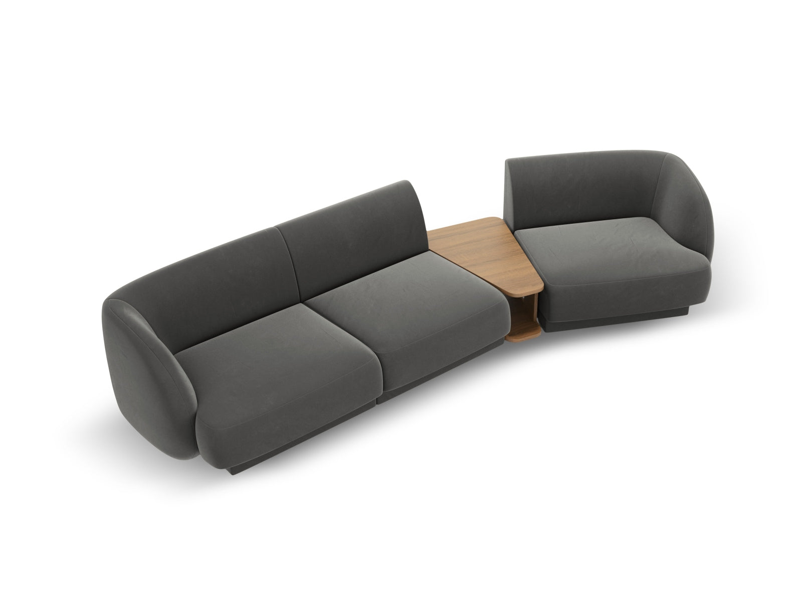Miley Velour modulares Sofa rechts 3 Sitzer in Light Grey präsentiert im Onlineshop von KAQTU Design AG. L-Sofa rechts ist von Micadoni