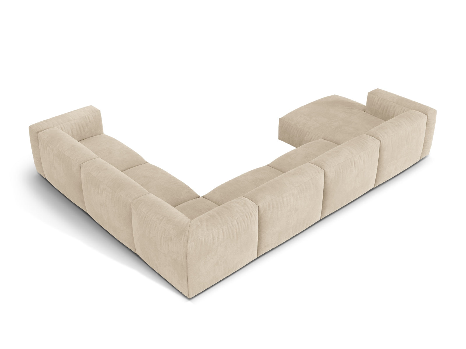 Stilvolles 6-Sitzer Ecksofa XL Martina in hellem Beige, ideal für großzügige Wohnräume und entspannte Stunden mit Familie und Freunden.