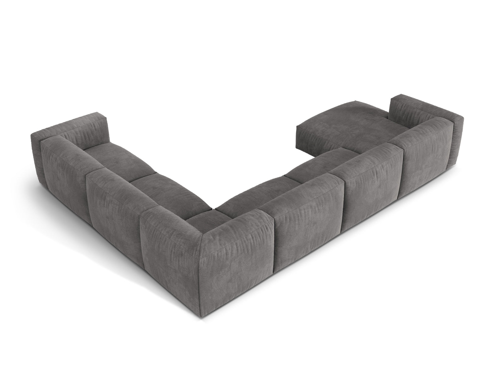 Elegantes XL Ecksofa Martina für 6 Personen in modernem Grau, ideal für gemütliche Stunden und gesellige Treffen im Wohnzimmer.