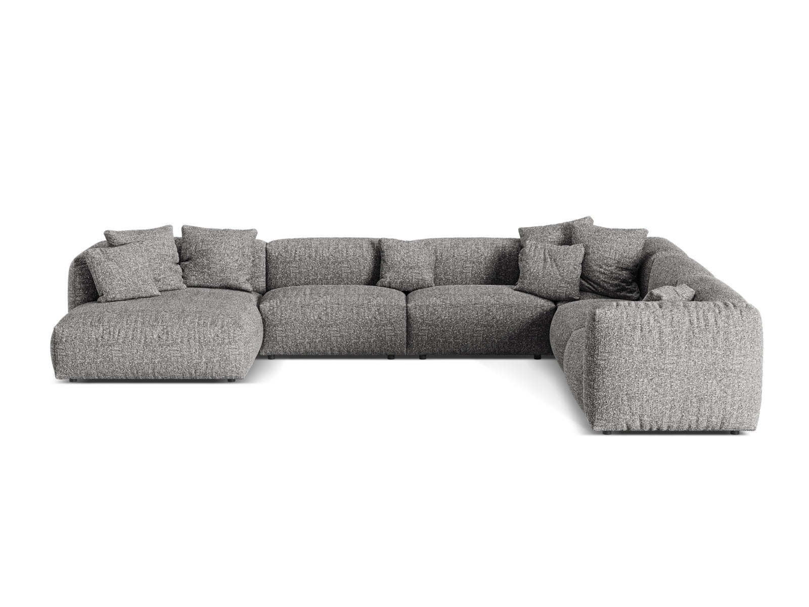 Elegantes 6-Sitzer Ecksofa Martina in hellem Grau, rechtsseitig, ideal für stilvolle Wohnräume und gesellige Stunden.