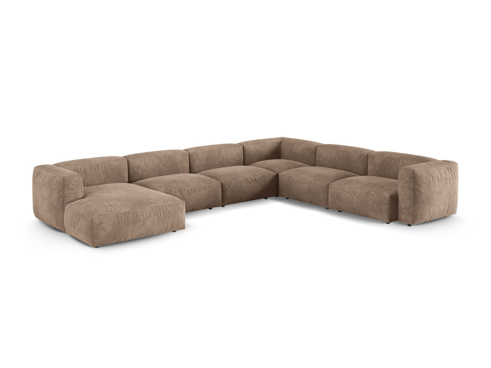 Elegantes 6-Sitzer XL Ecksofa rechts Martina in stilvollem Dark Beige-Vogue, ideal für moderne Wohnräume.