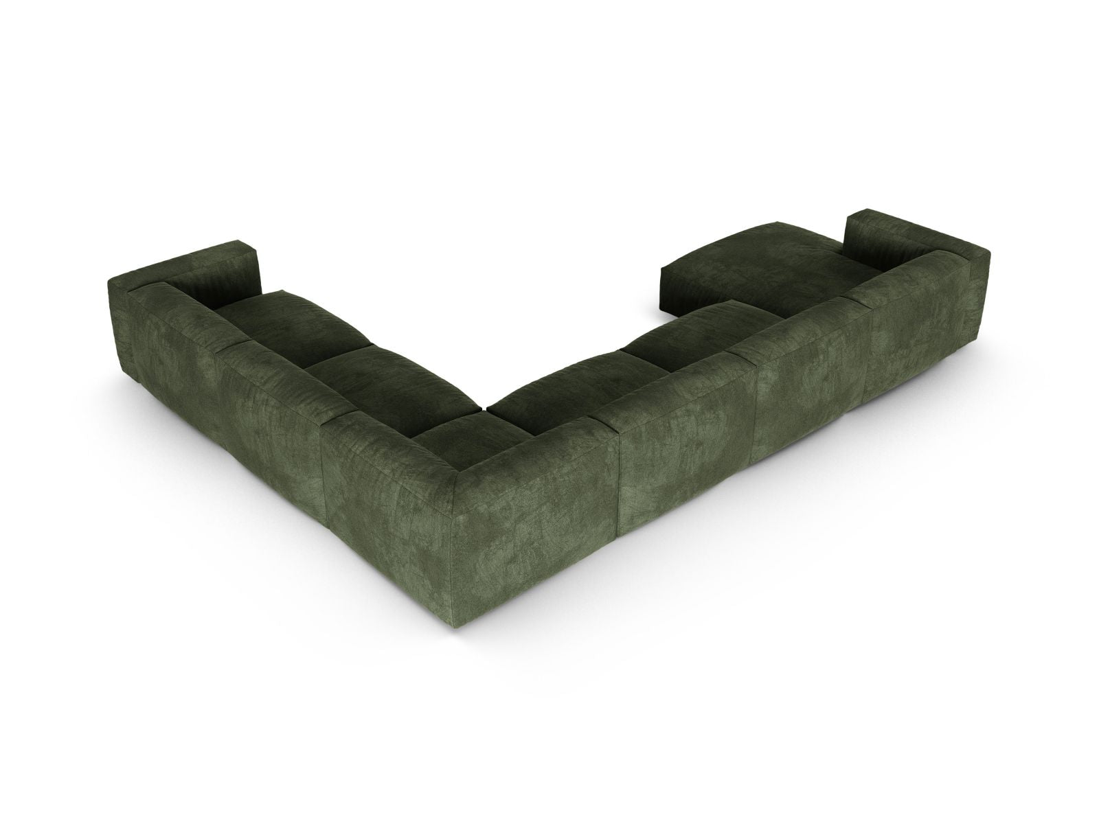 Stilvolles 6-Sitzer XL Ecksofa rechts Martina in trendigem Green-Vogue, perfekt für gesellige Runden und gemütliche Stunden im Wohnbereich.