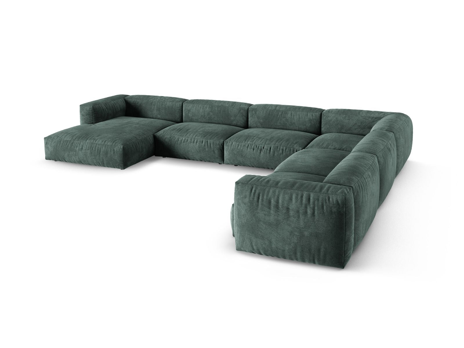 Elegantes 6-Sitzer XL Ecksofa rechts Martina in Petrol-Vogue, ideal für gesellige Runden und ein modernes Wohnambiente.