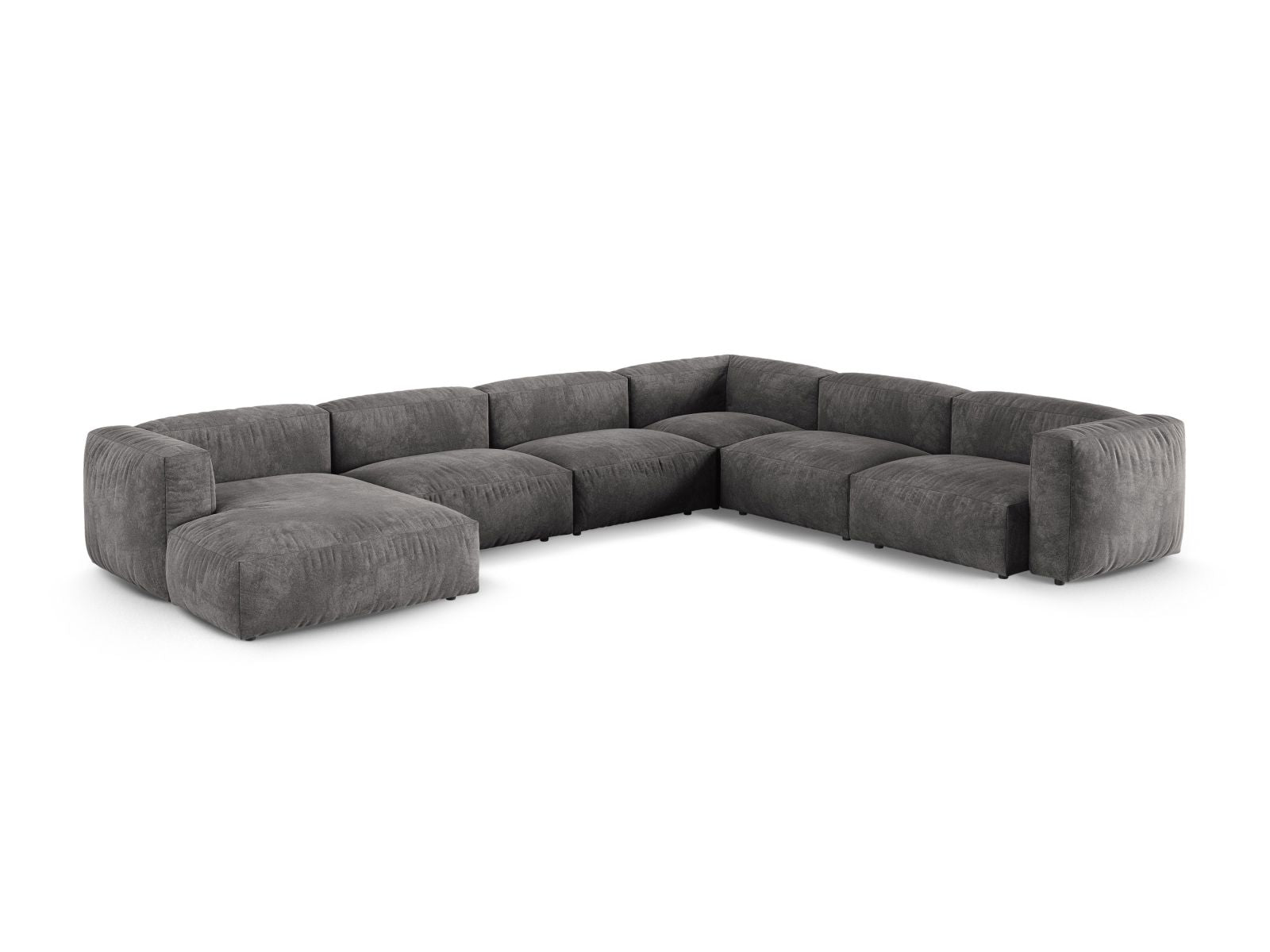 Elegantes 6-Sitzer XL Ecksofa rechts Martina in stilvollem Grau, ideal für moderne Wohnräume, von Micadoni.