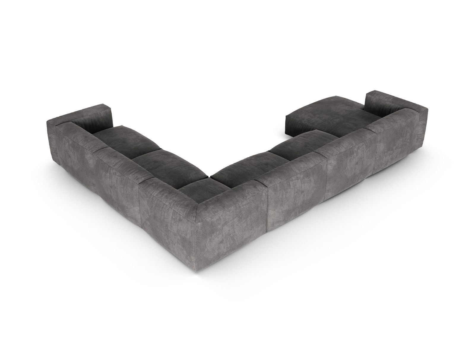 Stilvolles XL Ecksofa rechts Martina für 6 Personen in modernem Grau, perfekt für entspannte Stunden und gesellige Runden im Wohnzimmer.