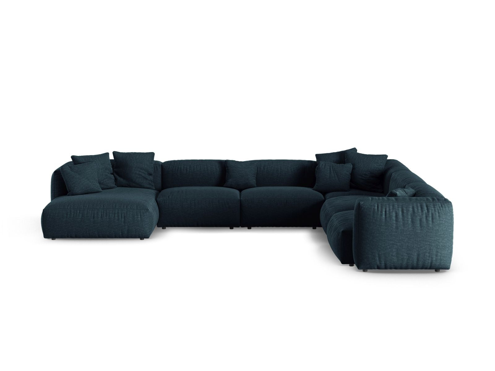 Elegantes 6-Sitzer Ecksofa XL Martina in Moss Green-Tilia, ideal für stilvolle Wohnräume und entspannte Zusammenkünfte.