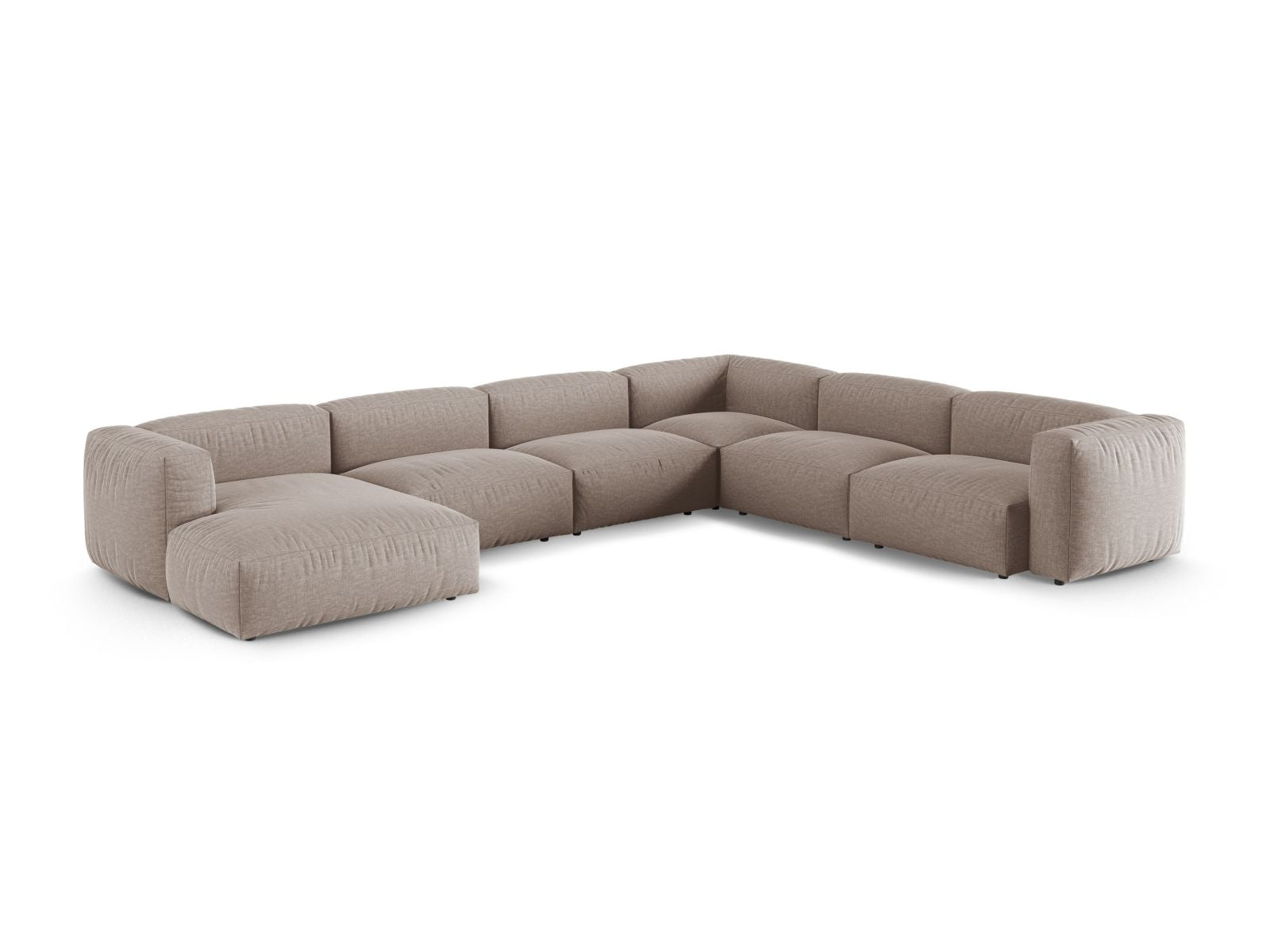 Elegantes 6-Sitzer Ecksofa rechts XL Martina in stilvollem Dark Beige-Boston, ideal für moderne Wohnräume.