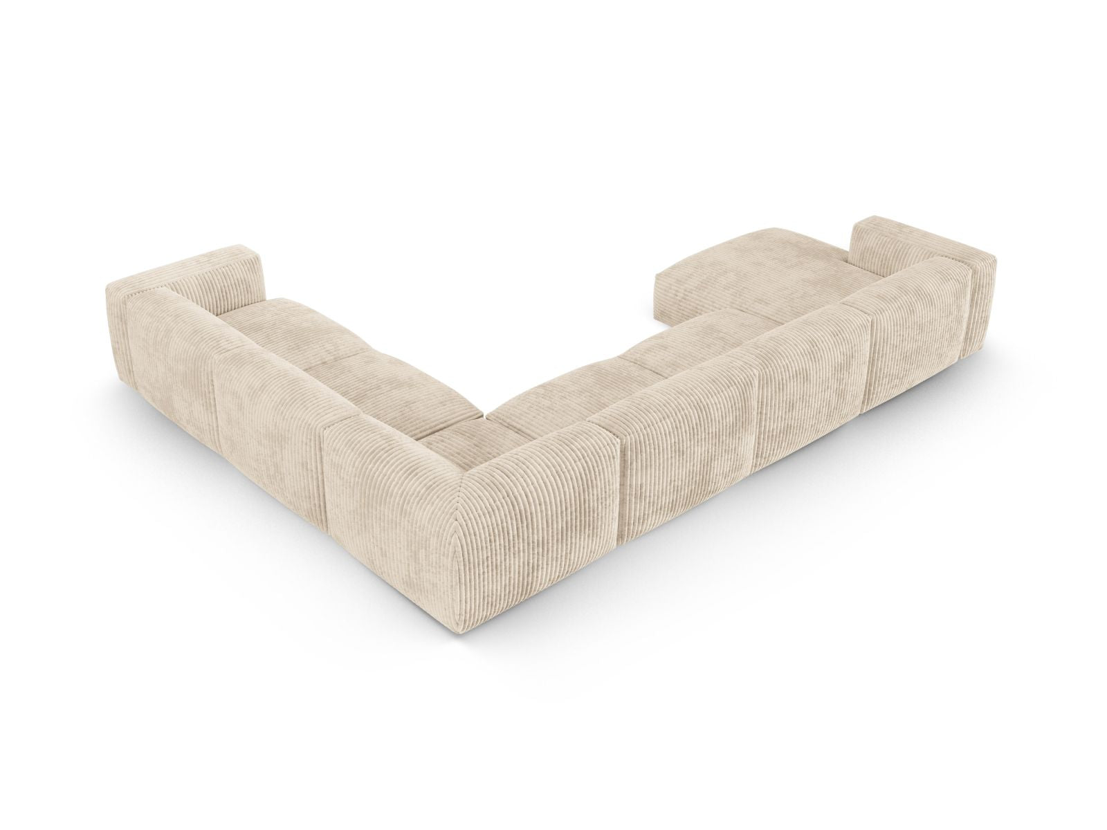 Stilvolles XL Ecksofa Martina in sanftem Beige, perfekt für gesellige Abende und komfortable Entspannung in großen Wohnbereichen.