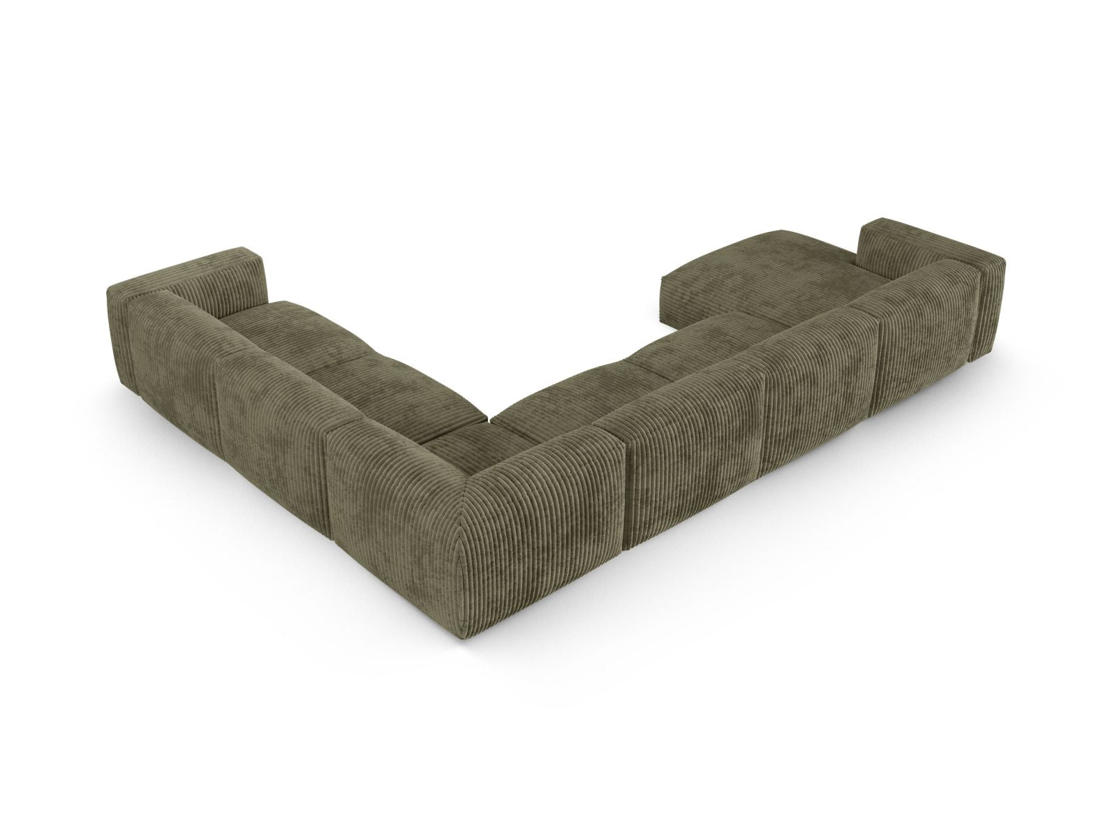Geräumiges Ecksofa XL Martina in Moss Green-Tilia, perfekt für gesellige Abende und moderne Wohnkonzepte.