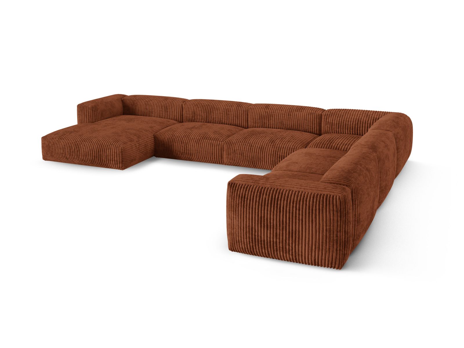 Geräumiges Ecksofa Martina in Brick-Tilia, ideal für 6 Personen, vereint Komfort und modernes Design für Ihr Wohnzimmer.