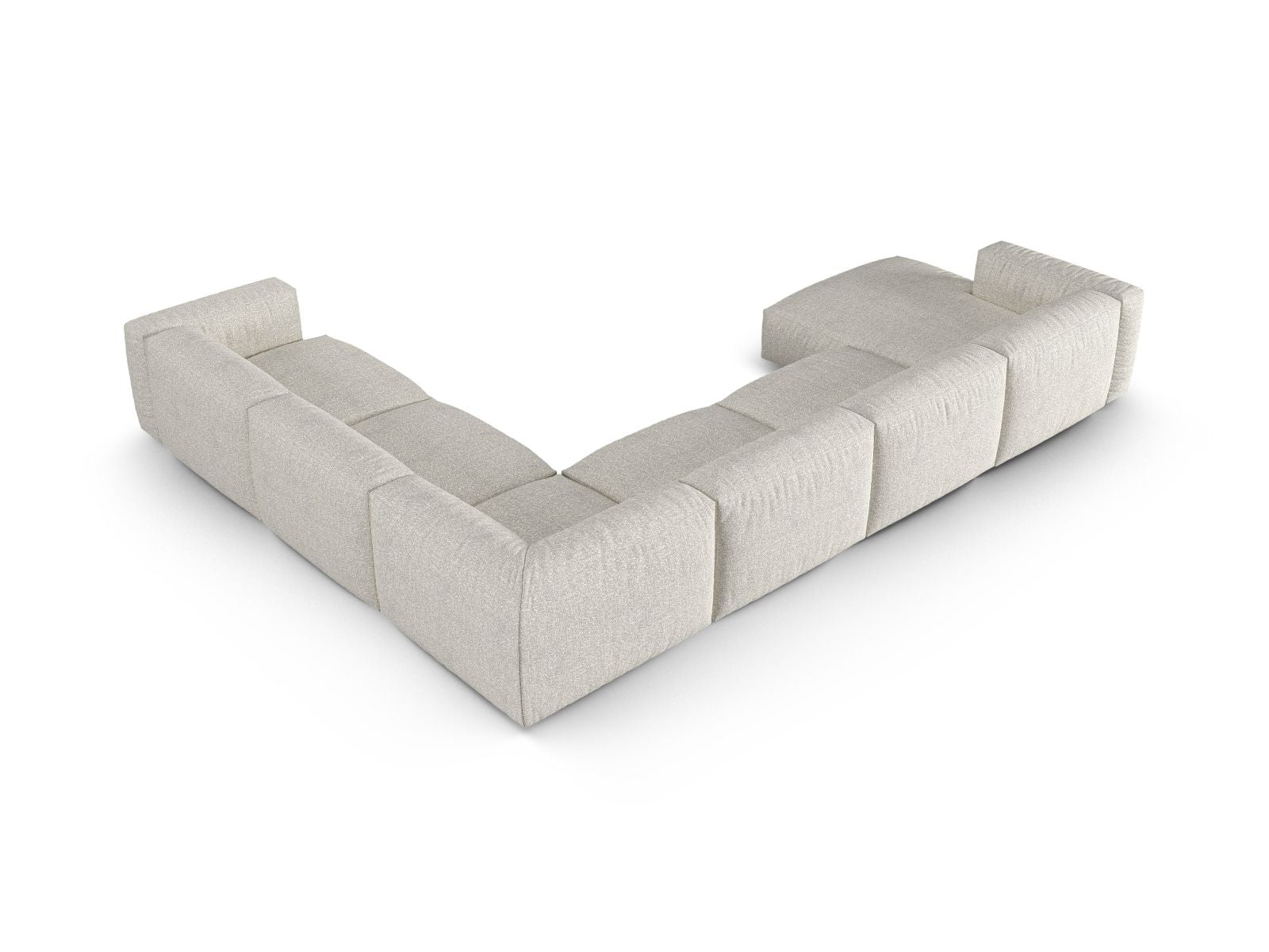 Geräumiges 6-Sitzer XL Ecksofa rechts Martina in stilvollem Grey Beige Melange, perfekt für entspannte Abende und gesellige Runden.