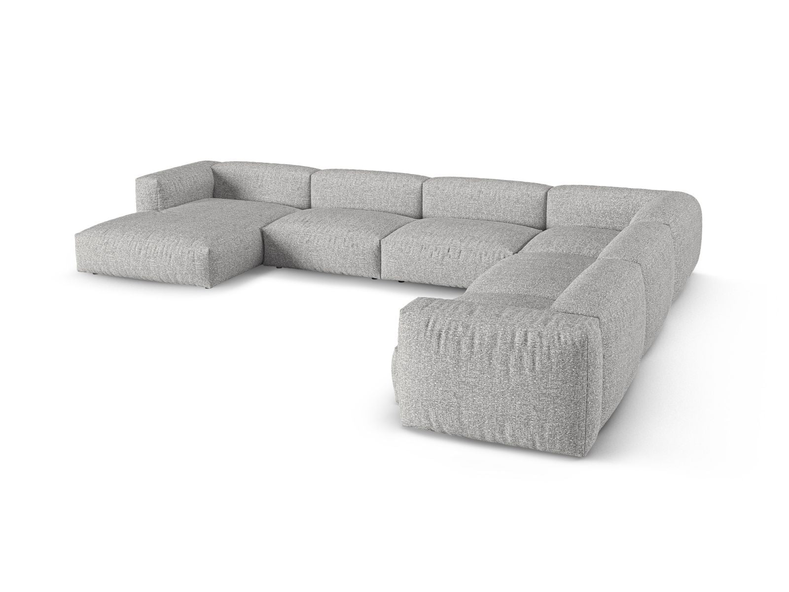 Elegantes 6-Sitzer XL Ecksofa rechts Martina in Silver-Monet, ideal für stilvolle Wohnräume und gesellige Abende mit Freunden.