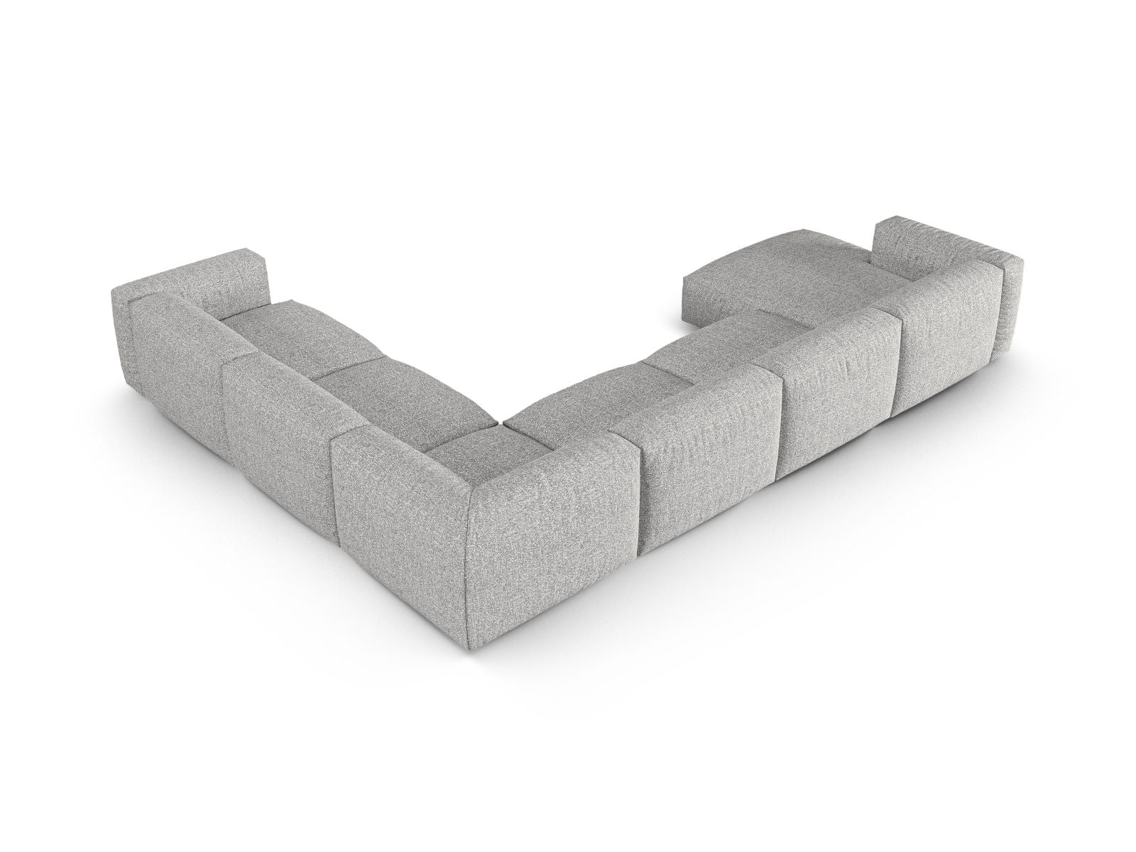 Geräumiges und modernes 6-Sitzer XL Ecksofa rechts Martina in Silver-Monet, perfekt für entspannte Stunden und gesellige Zusammenkünfte.