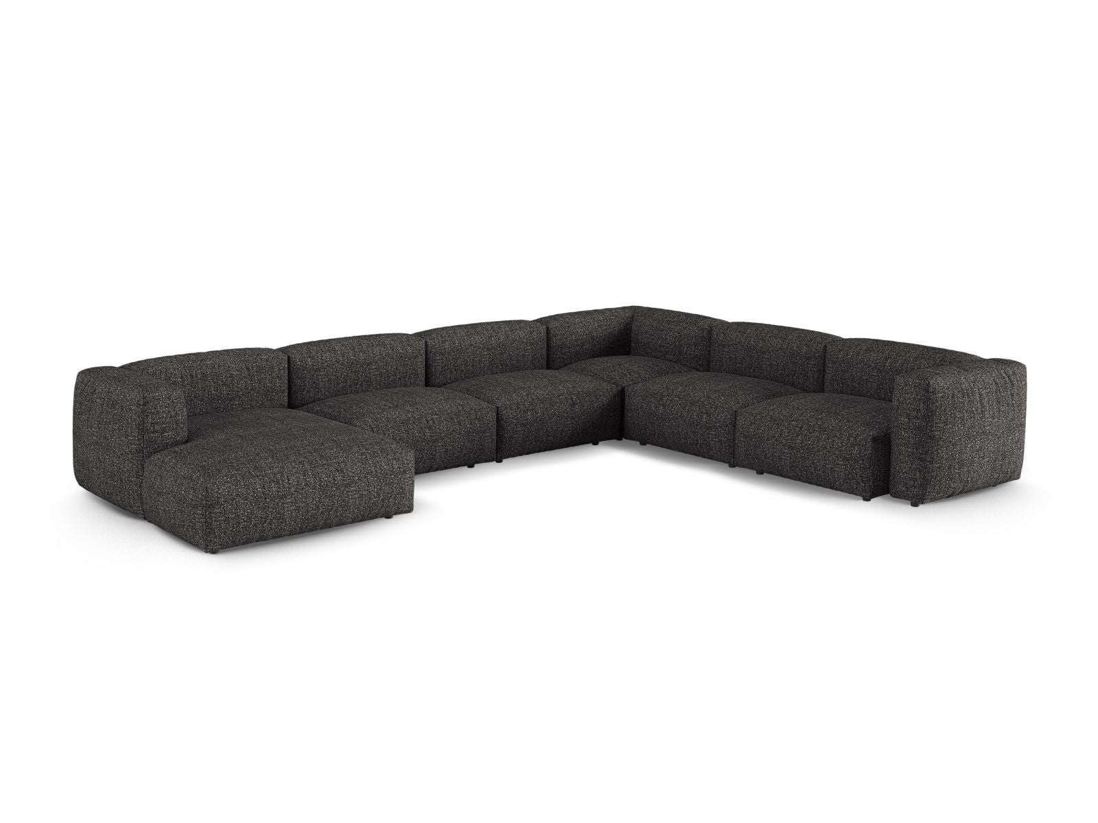 Elegantes 6-Sitzer XL Ecksofa rechts Martina in Anthrazit, ideal für stilvolle Wohnräume, präsentiert von Micadoni.