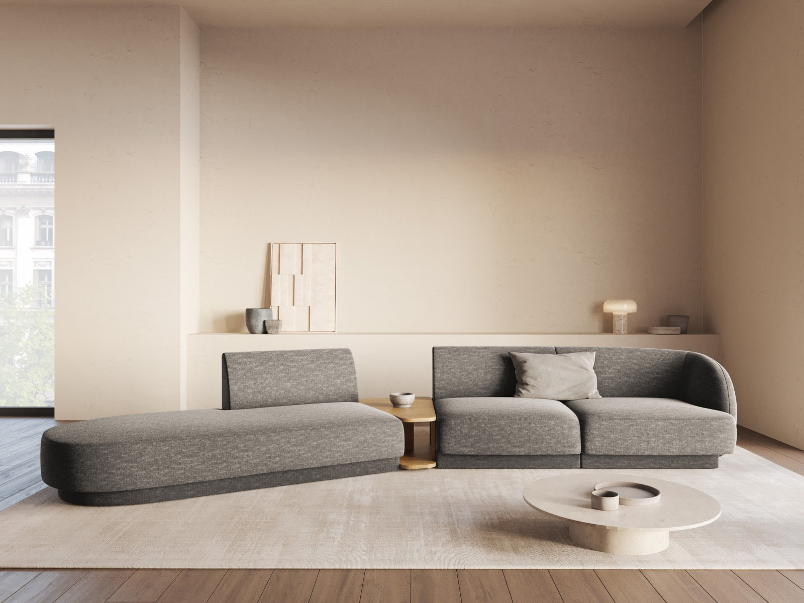 Miley Modulares Sofa links 4 Sitzer in Grey präsentiert im Onlineshop von KAQTU Design AG. L-Sofa links ist von Micadoni