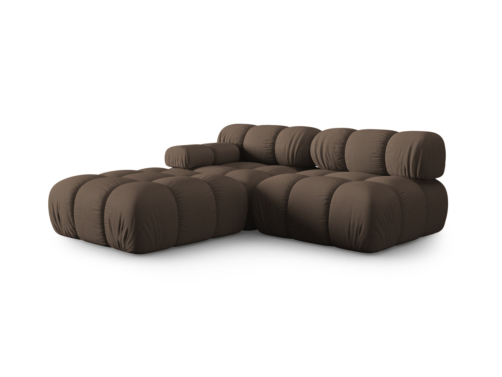 Modulares Bellis Sofa links, 4-Sitzer in warmem Braun, perfekt für stilvolle Wohnzimmergestaltung und flexible Einrichtungslösungen.