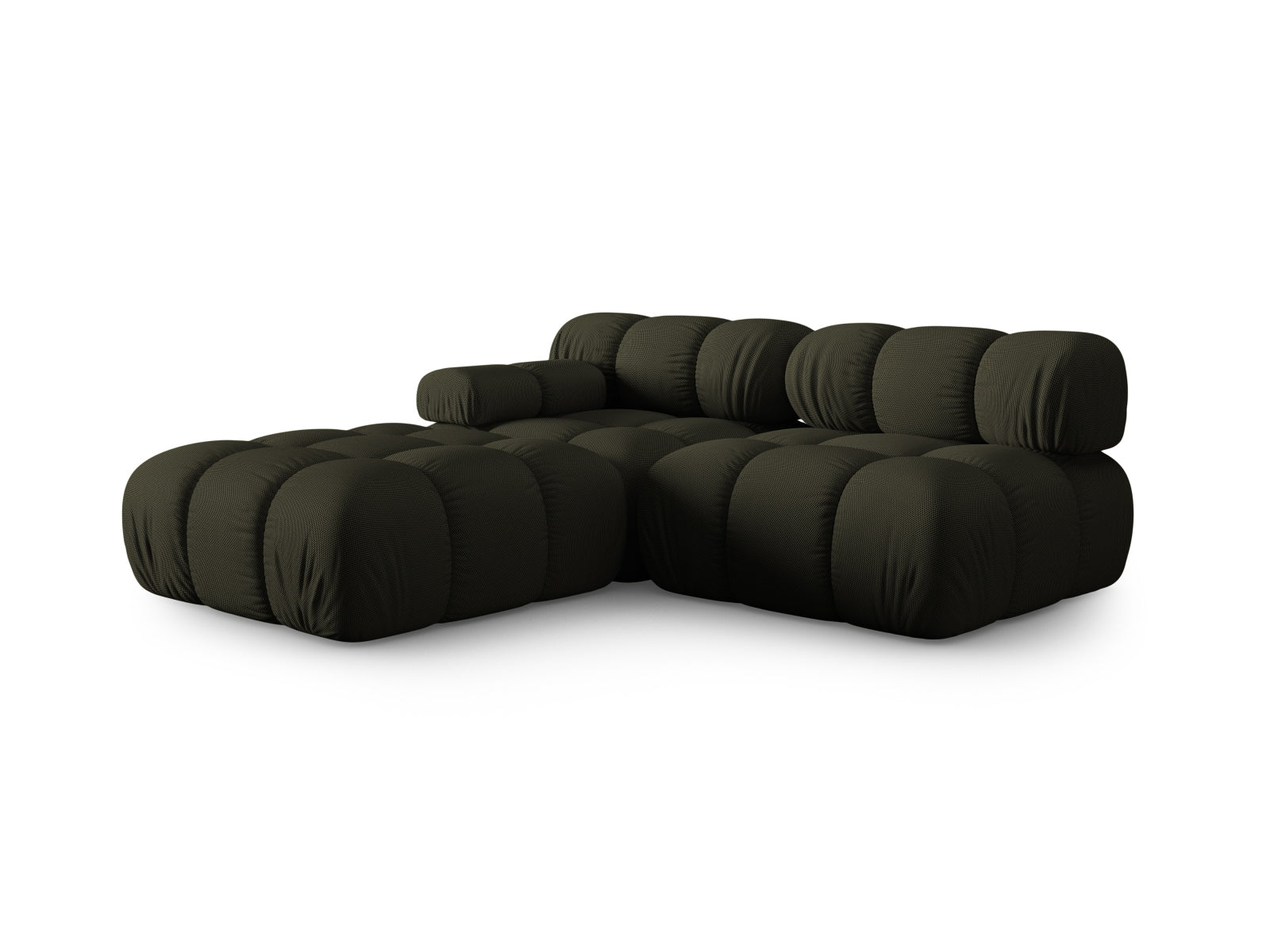 Modulares Bellis Sofa links, 4-Sitzer in Amazon Green-Sonic, perfekt für moderne Wohnkonzepte und gemütliche Abende.