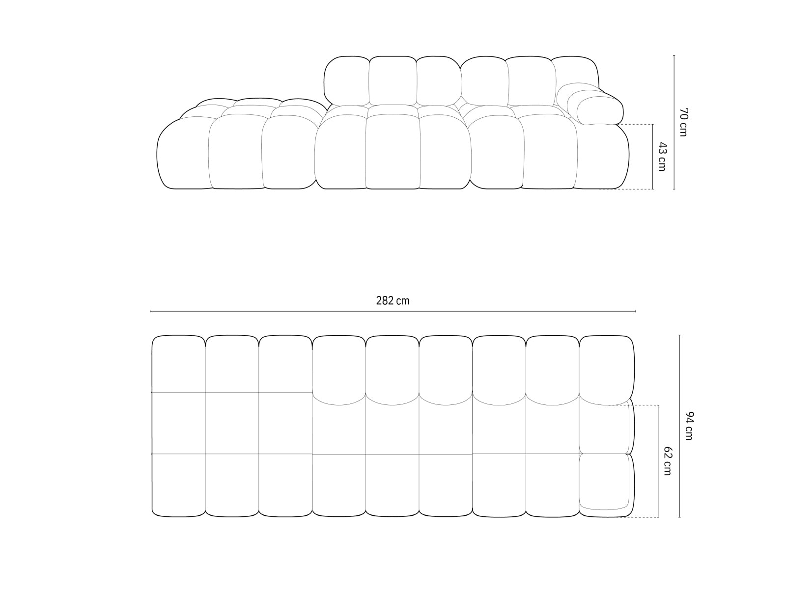 Bellis Boucle modulares Sofa links 4 Sitzer 94cm in Petrol präsentiert im Onlineshop von KAQTU Design AG. L-Sofa links ist von Micadoni