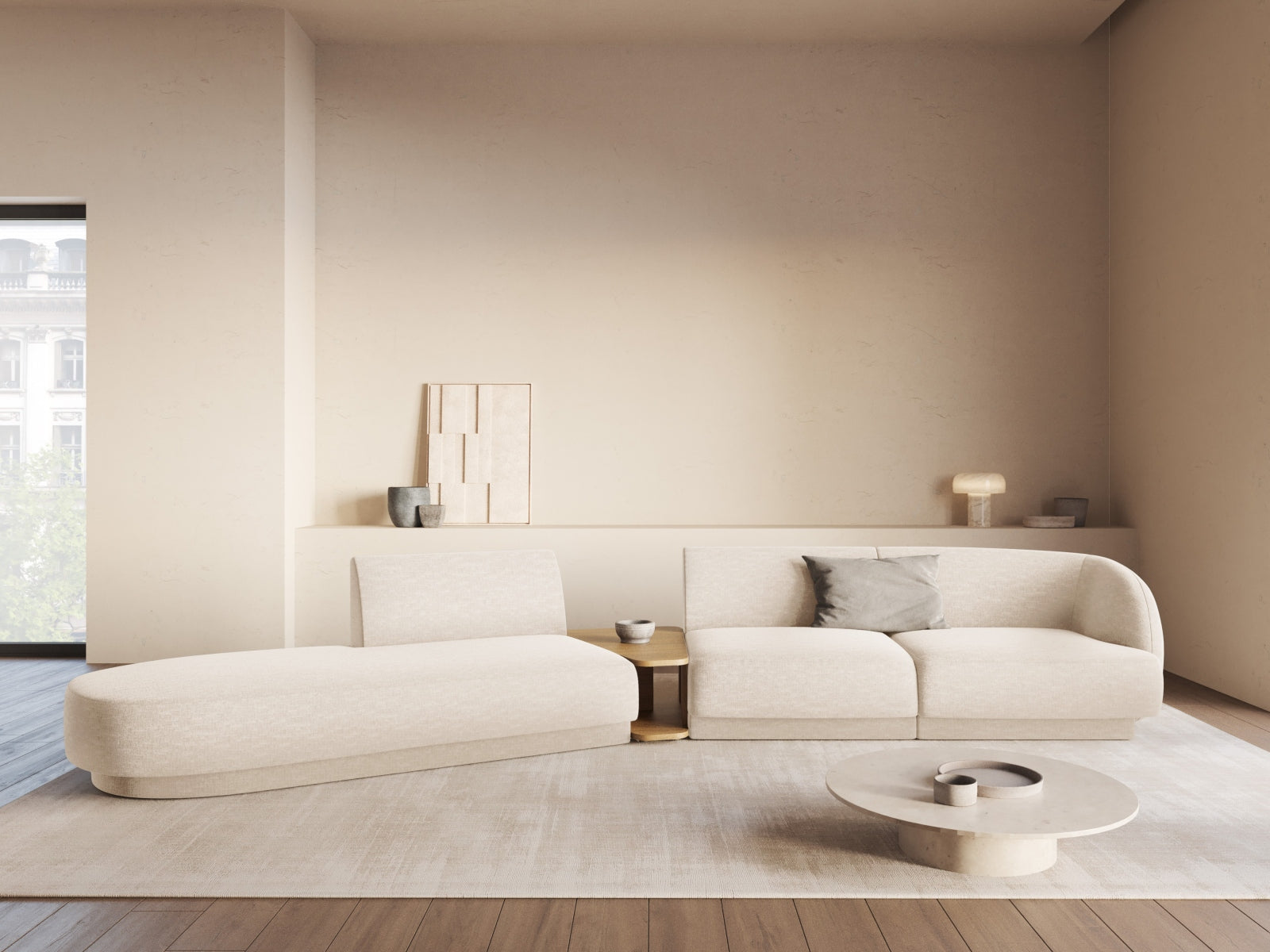 Miley Modulares Sofa links 4 Sitzer in Ivory präsentiert im Onlineshop von KAQTU Design AG. L-Sofa links ist von Micadoni