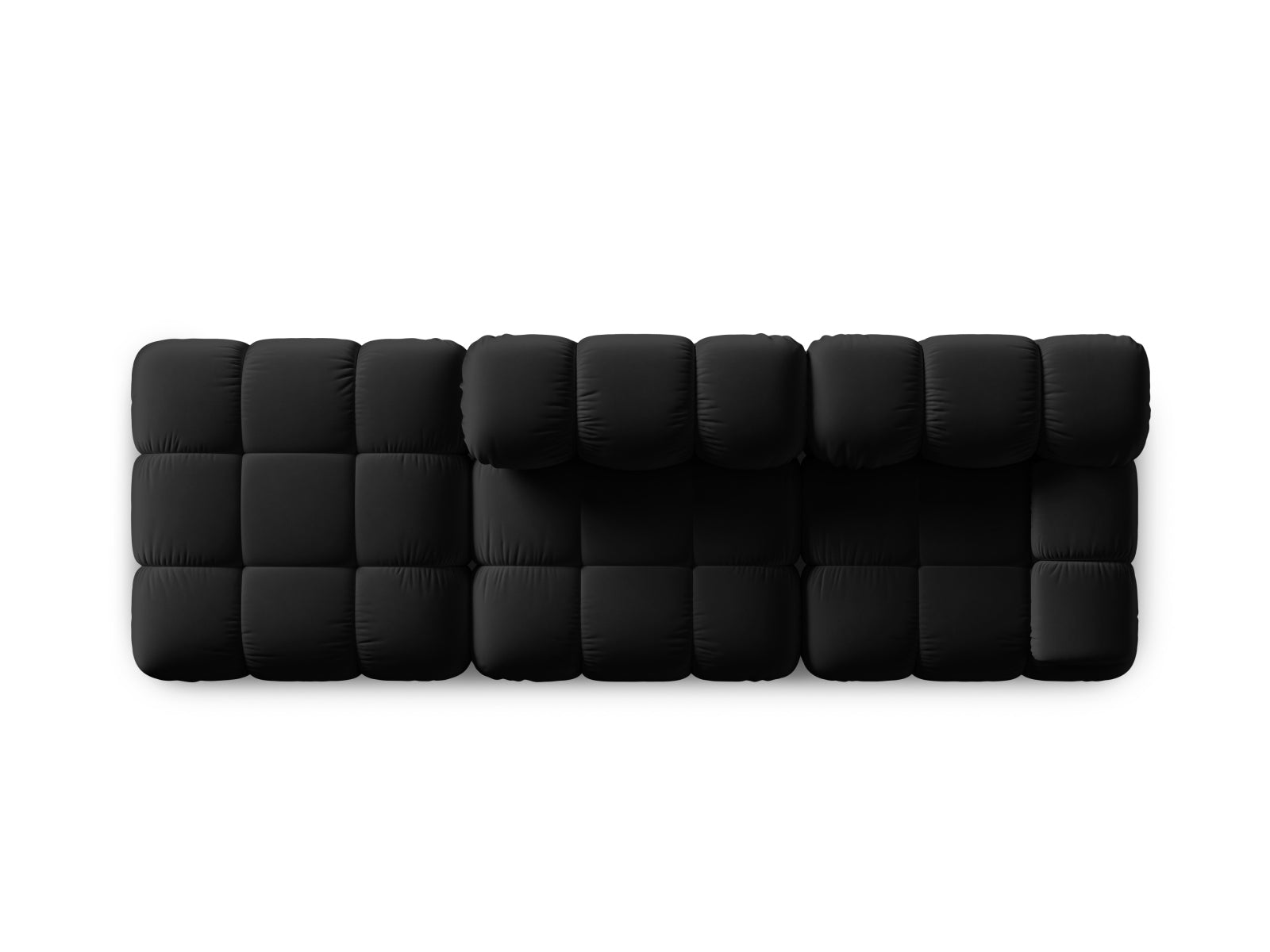 Elegantes Bellis Velour Sofa in Schwarz-Bluvel, 4-Sitzer, linksseitig, ideal für stilvolle Wohnräume, erhältlich bei Micadoni.