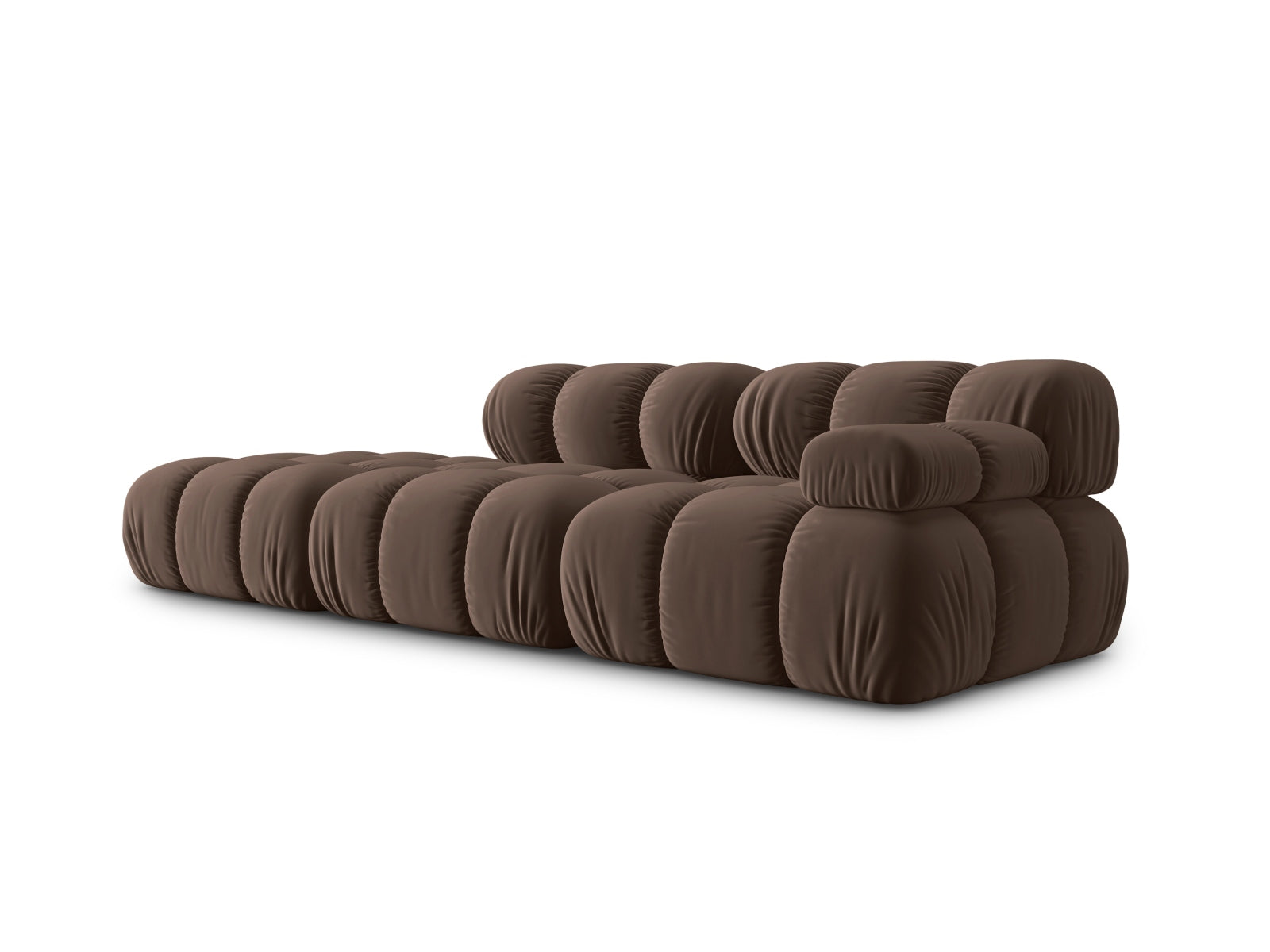 Modulares Bellis Velour Sofa in Dunkelbraun, 4-Sitzer, linksseitig, perfekt für moderne Wohnkonzepte, angeboten von Micadoni.