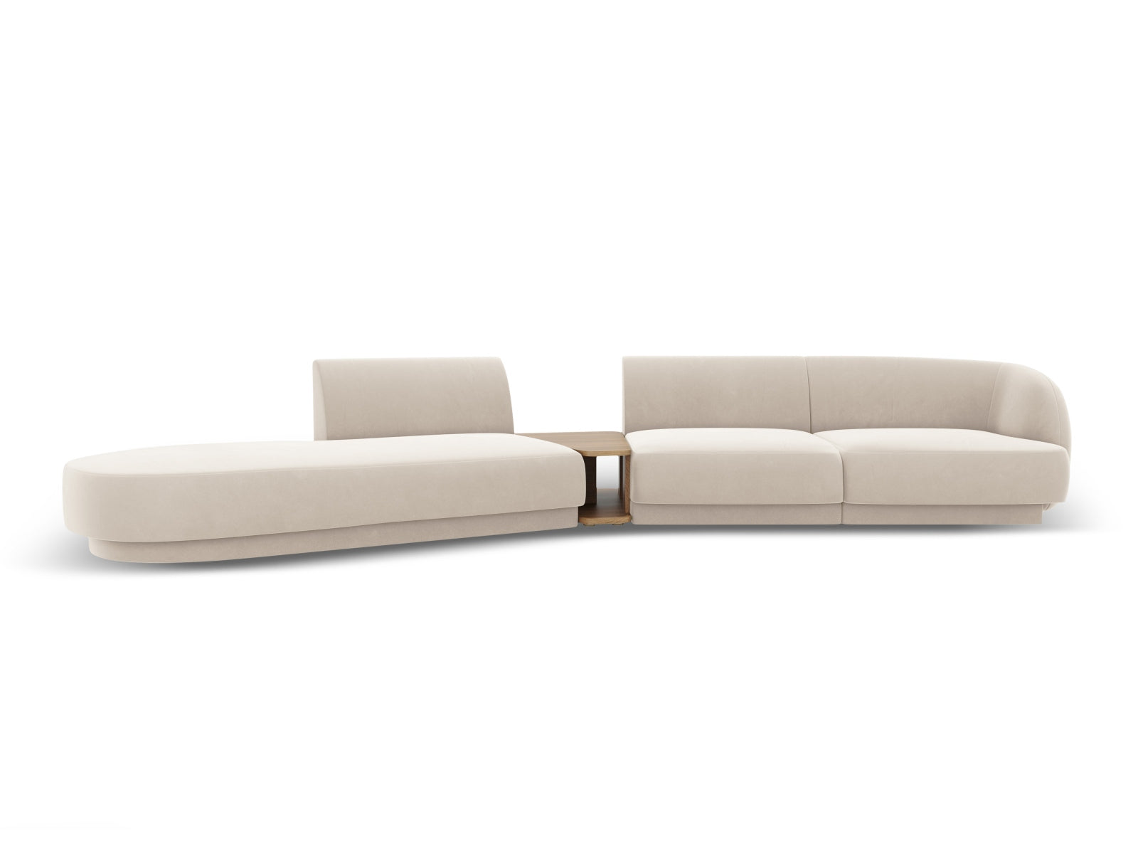 Miley Velour modulares Sofa links 4 Sitzer in Light Beige präsentiert im Onlineshop von KAQTU Design AG. L-Sofa links ist von Micadoni
