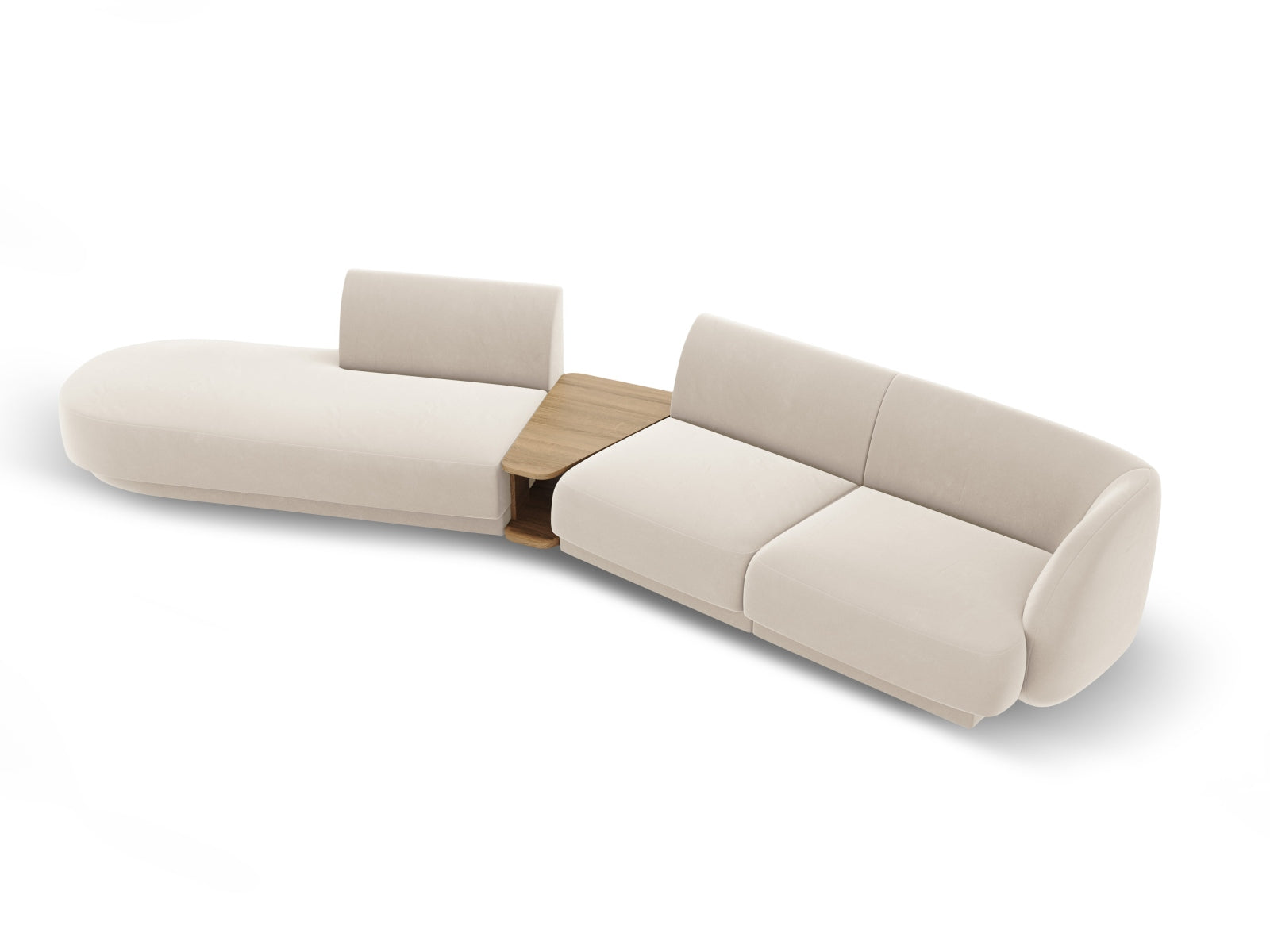 Miley Velour modulares Sofa links 4 Sitzer in Light Beige präsentiert im Onlineshop von KAQTU Design AG. L-Sofa links ist von Micadoni