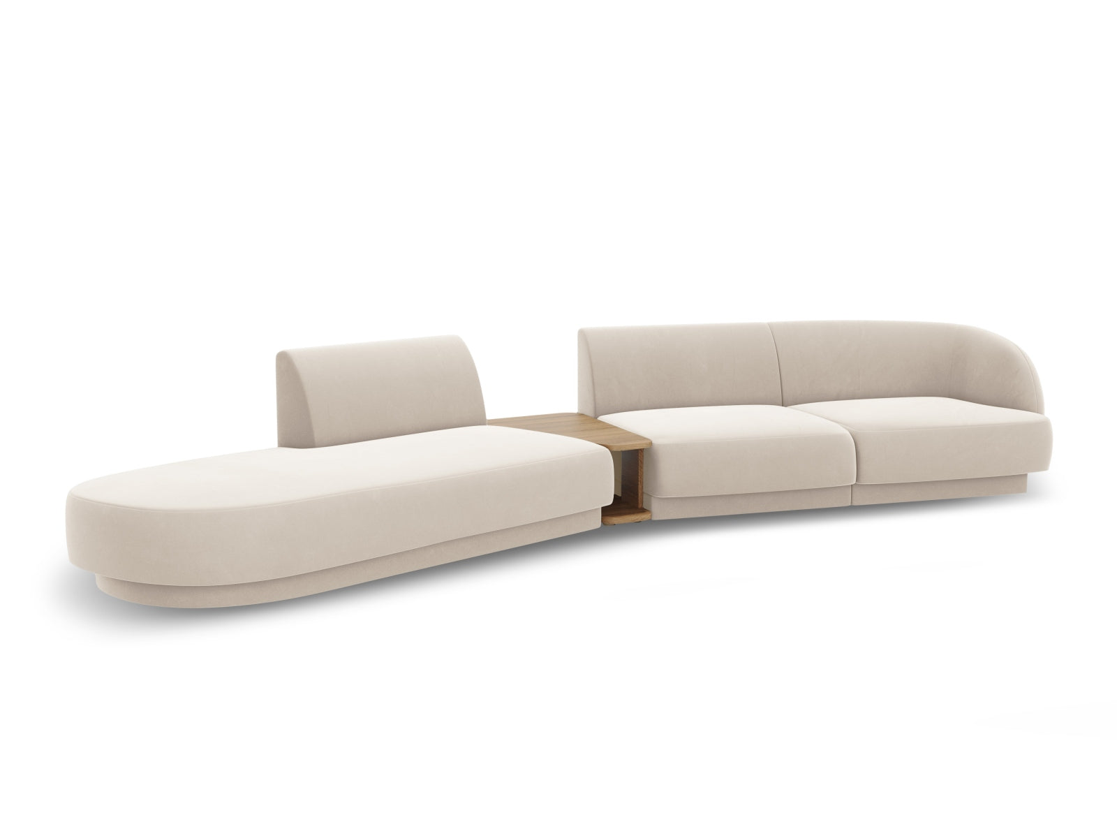 Miley Velour modulares Sofa links 4 Sitzer in Light Beige präsentiert im Onlineshop von KAQTU Design AG. L-Sofa links ist von Micadoni
