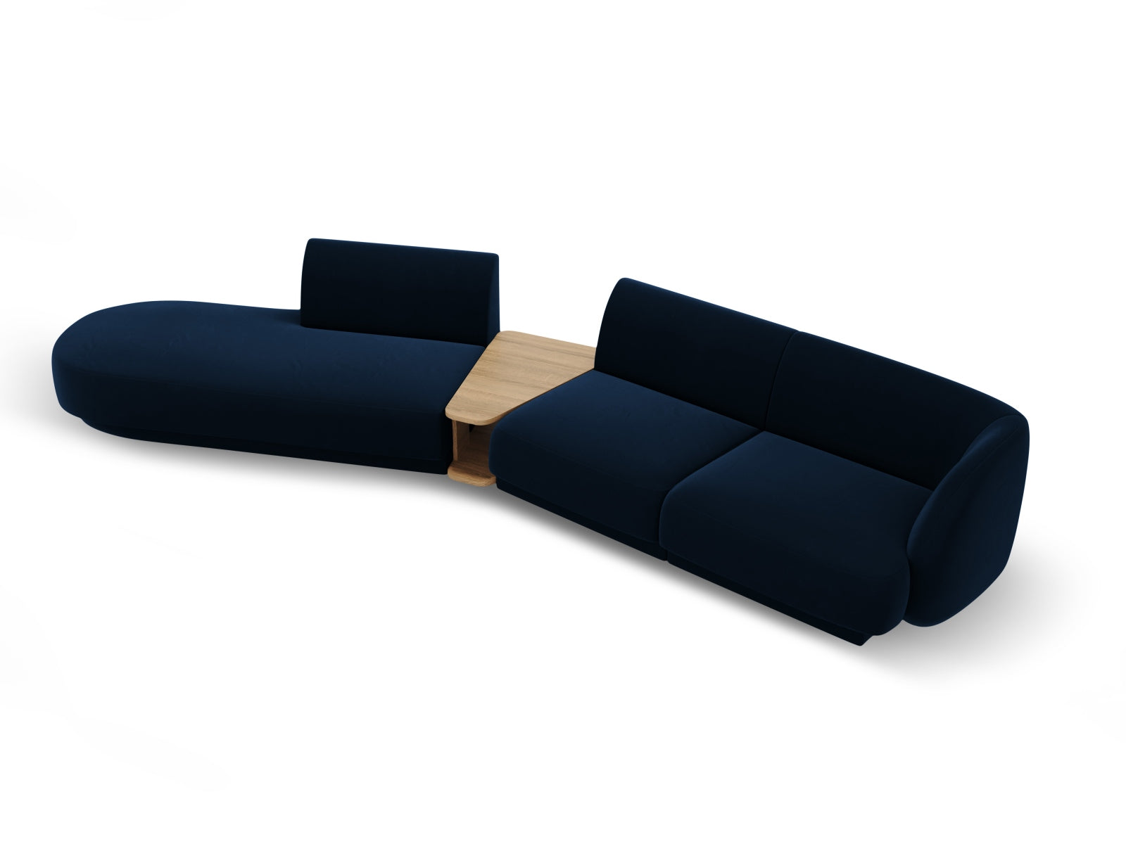 Miley Velour modulares Sofa links 4 Sitzer in Royal Blue präsentiert im Onlineshop von KAQTU Design AG. L-Sofa links ist von Micadoni